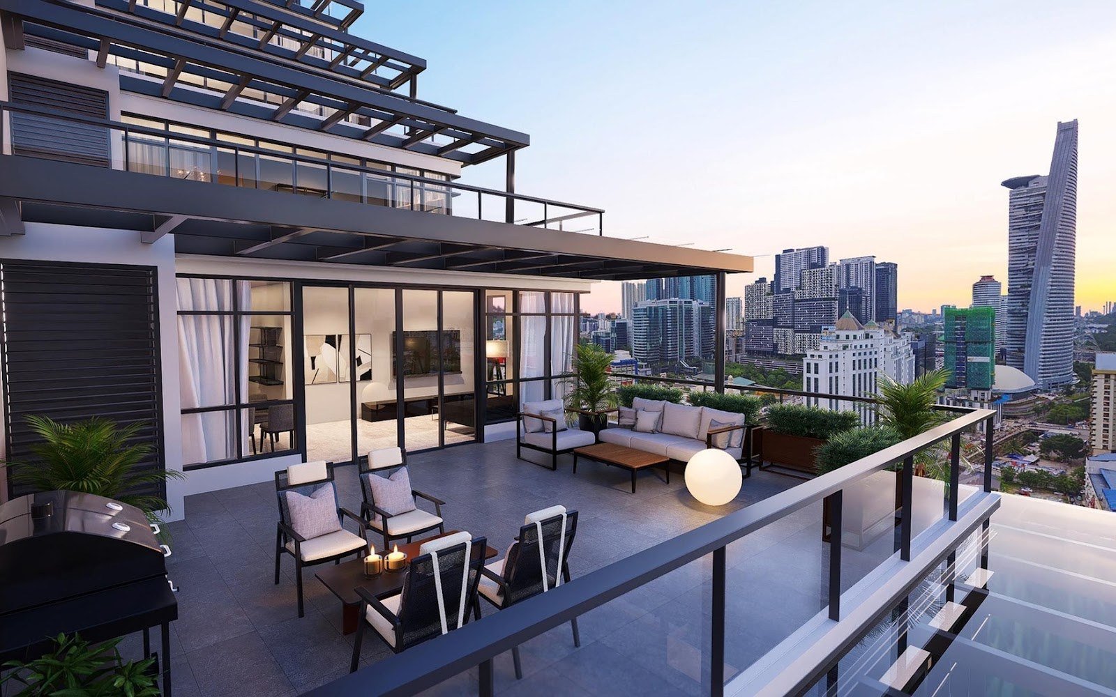 Khaya Residences terrace lounge with city view: artist's impression