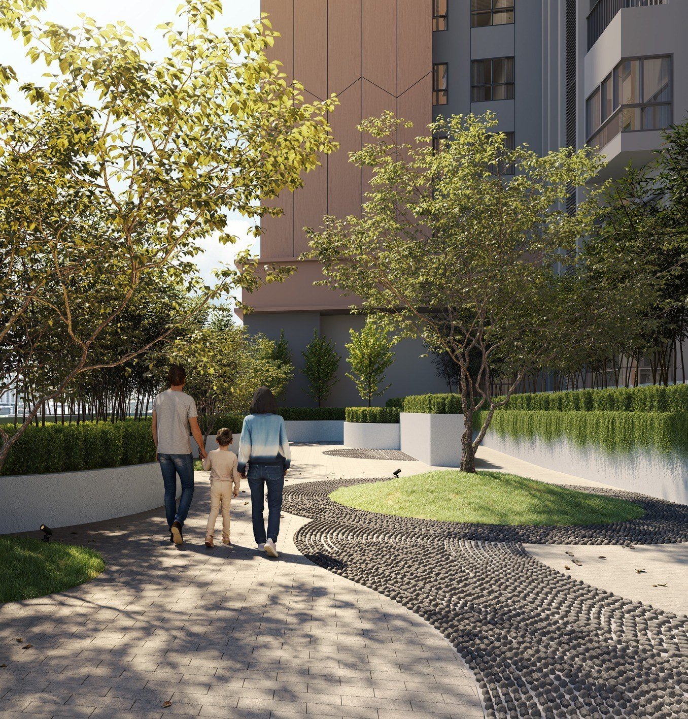 The Kingswoodz landscaped garden path: artist's impression