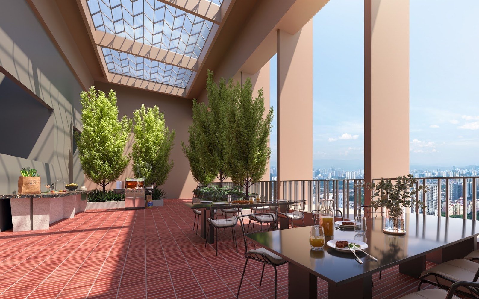 The Kingswoodz rooftop sky dining area: artist's impression