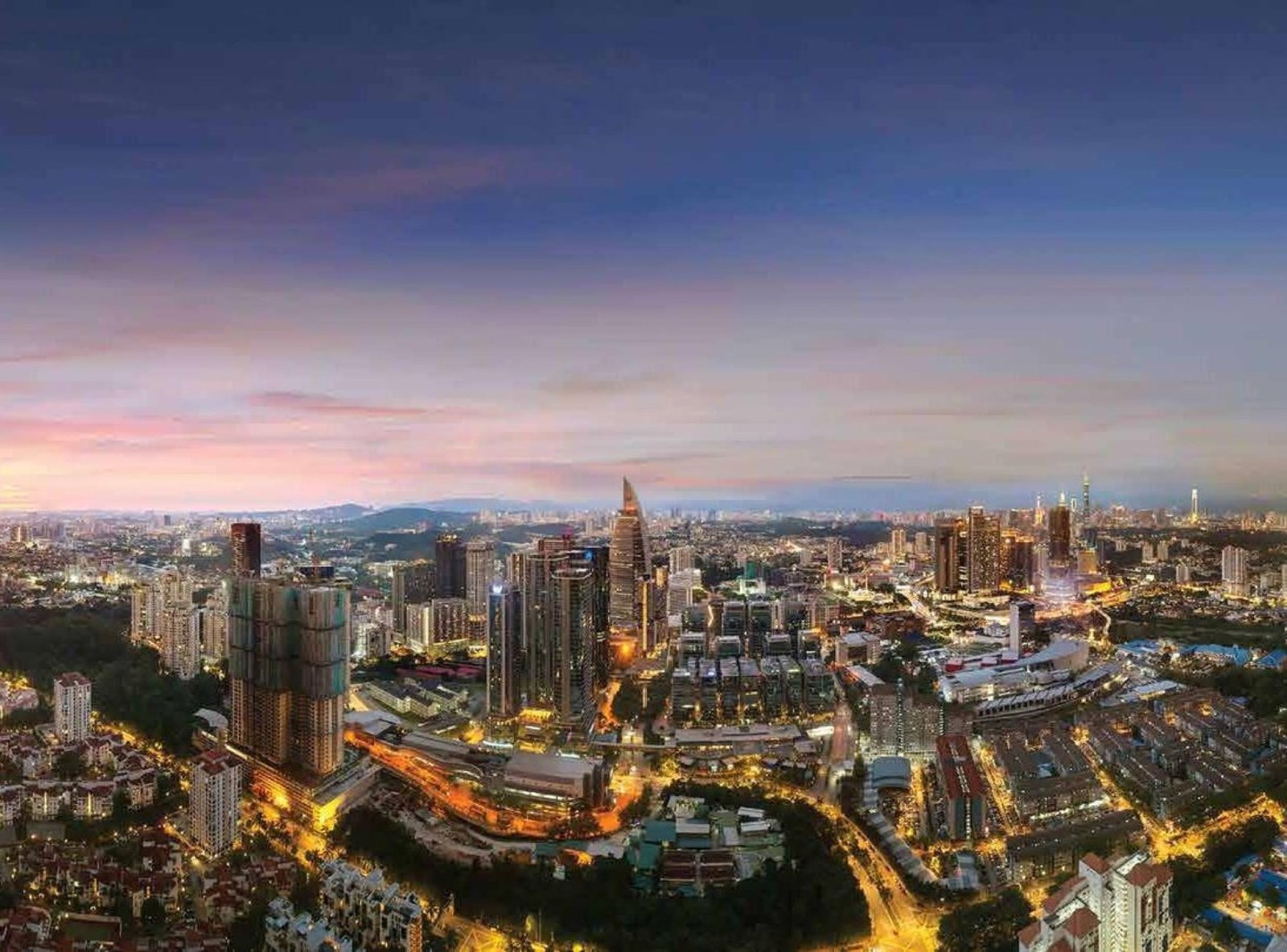 Bangsar South and the Kuala Lumpur skyline at dusk