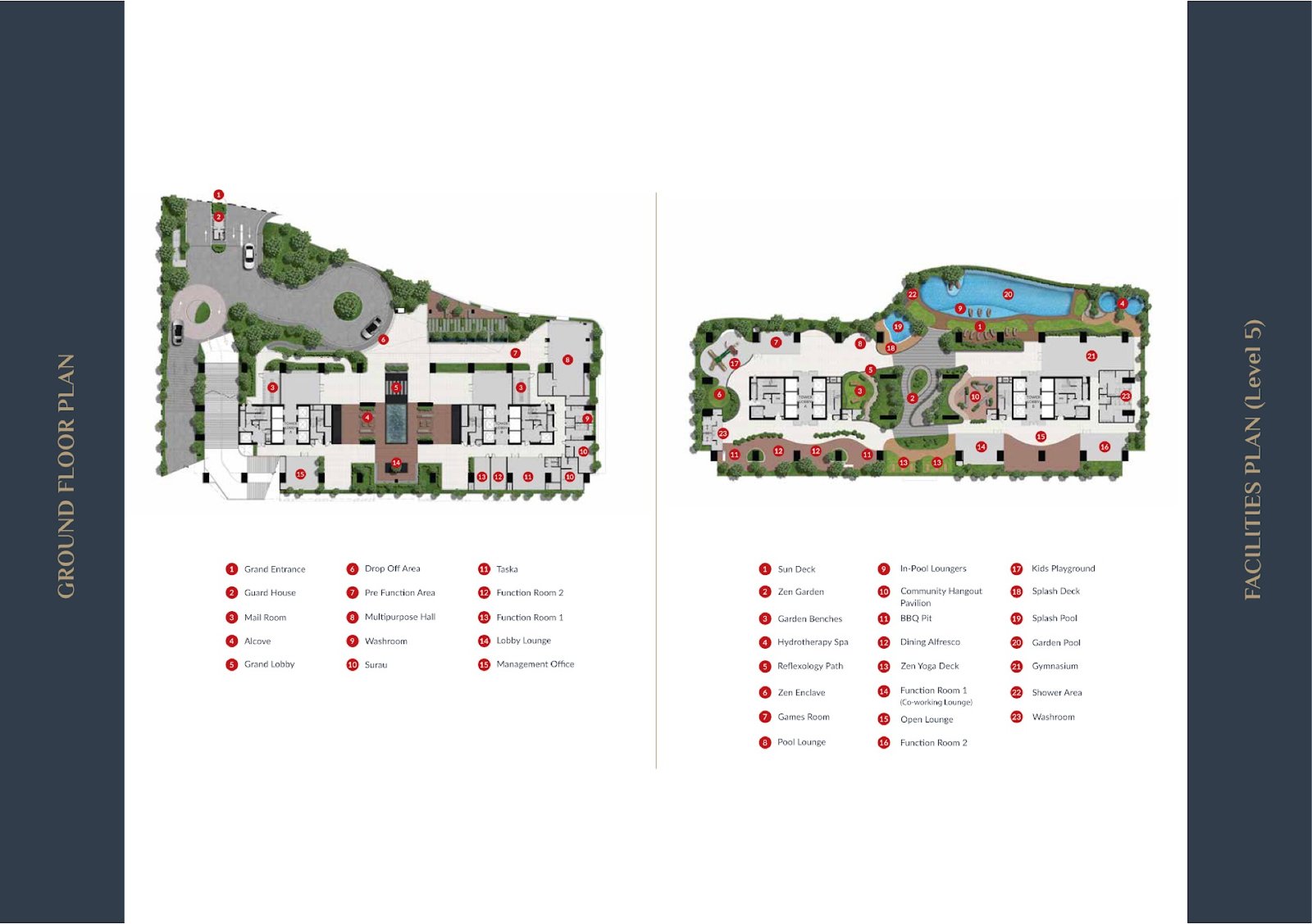 Laurel Residence ground floor plan and Level 5 facilities plan
