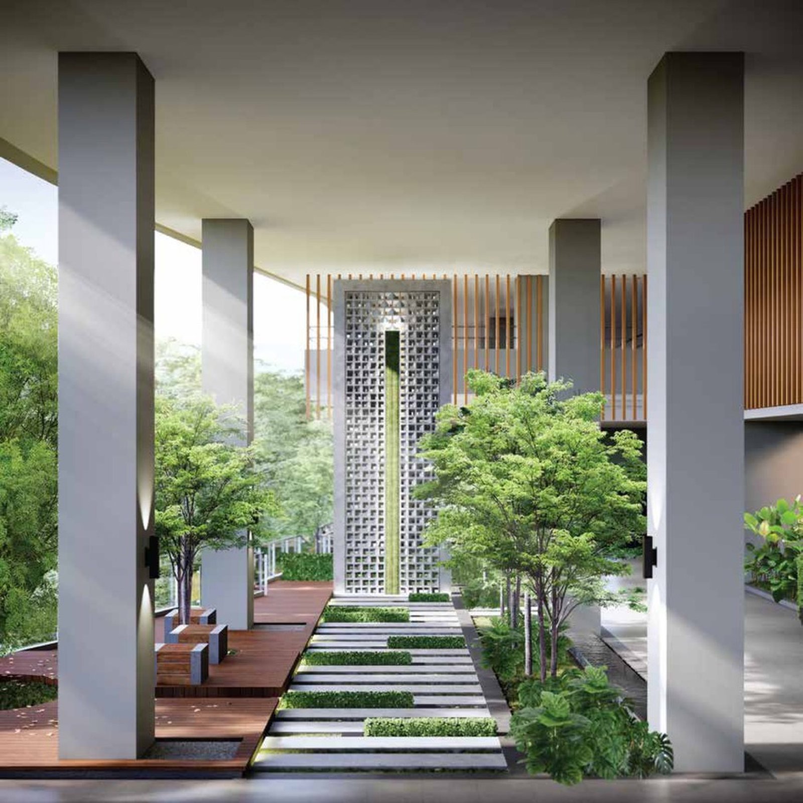 Laurel Residence landscaped walkway: artist's impression