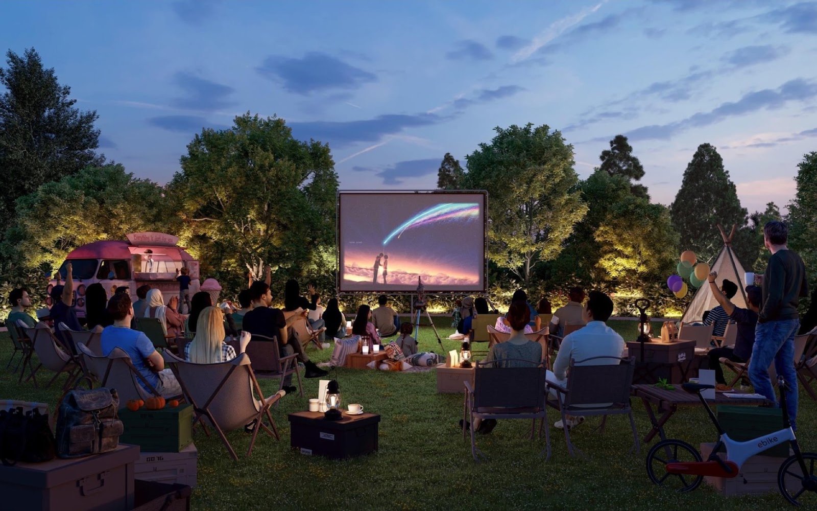 Laverra Seri Damansara Residences lawn with outdoor cinema: artist's impression