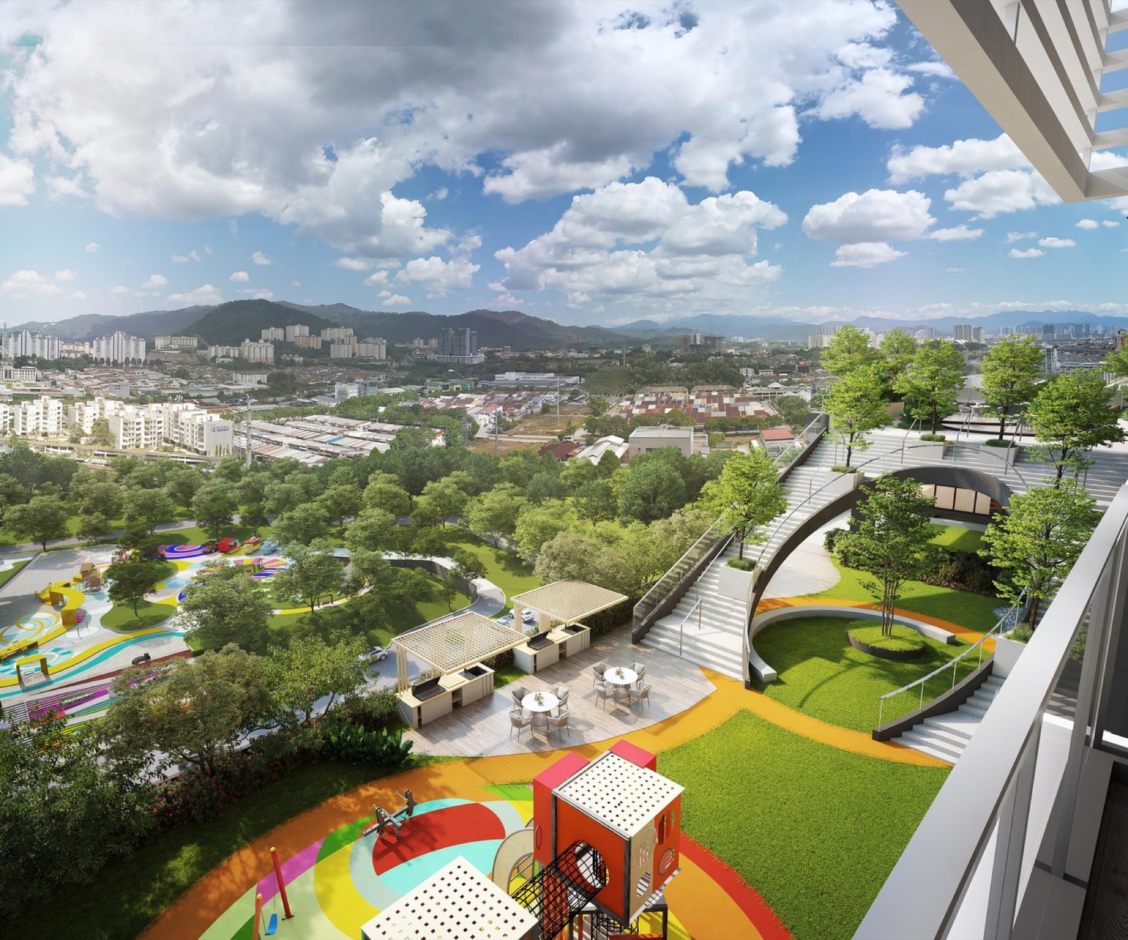Laverra Seri Damansara Residences landscaped deck with play area: artist's impression