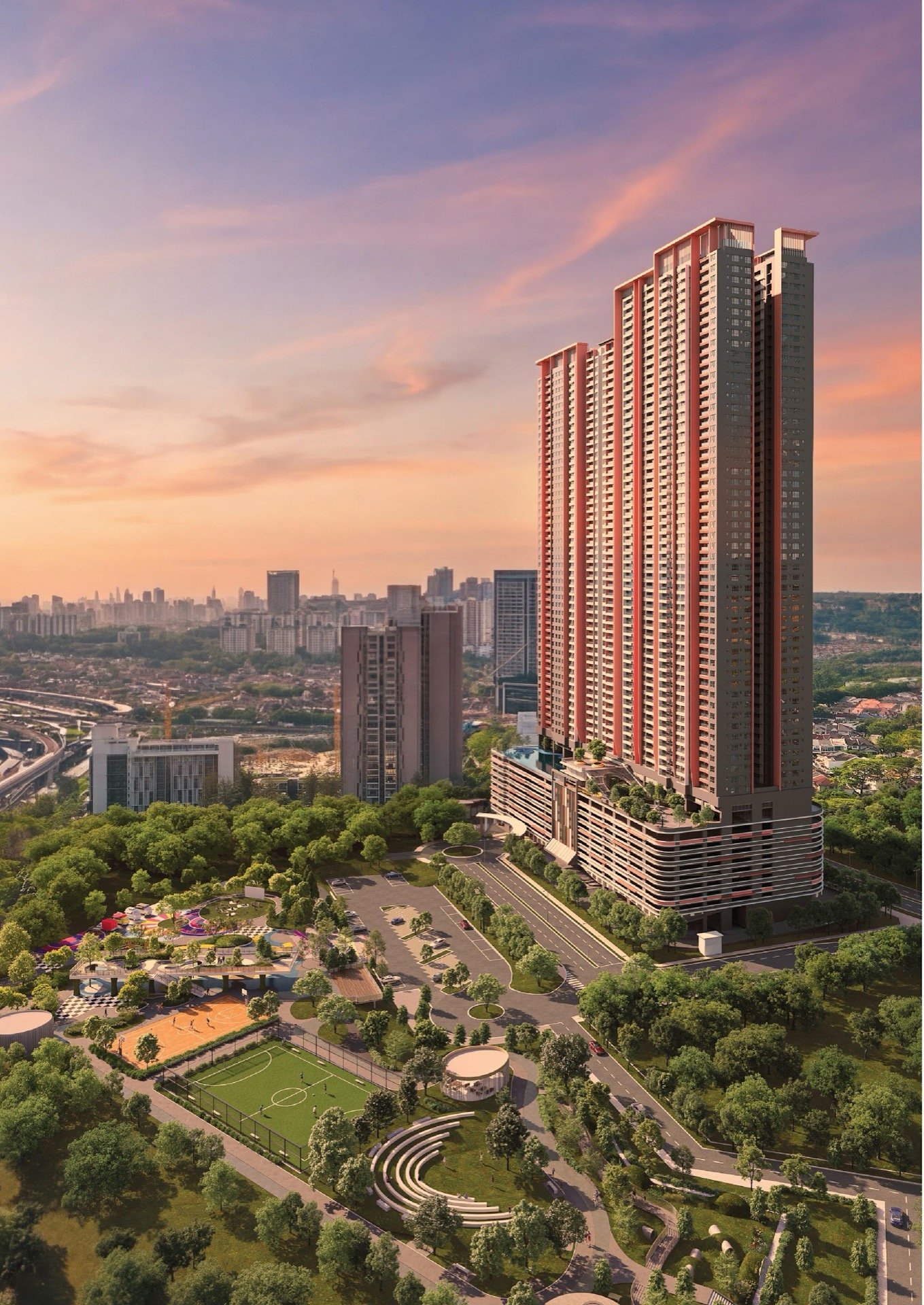 Laverra Seri Damansara Residences at dusk: artist's impression