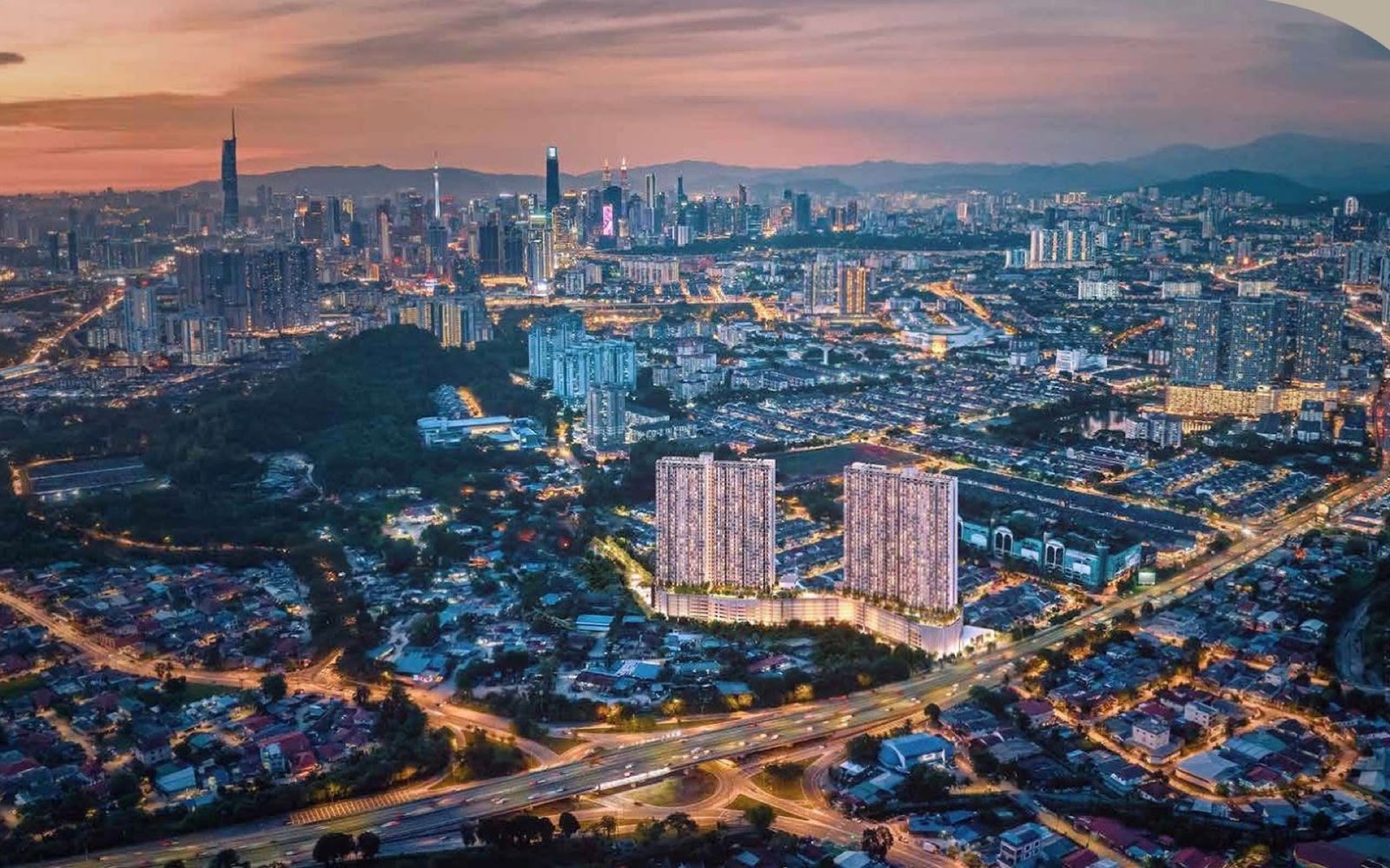 Levia Residence and the Kuala Lumpur skyline at dusk: artist's impression