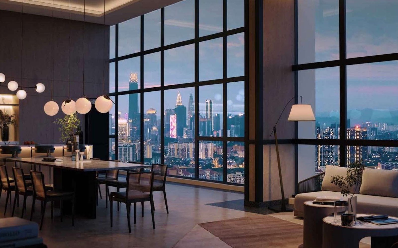 Levia Residence dining lounge with city view: artist's impression
