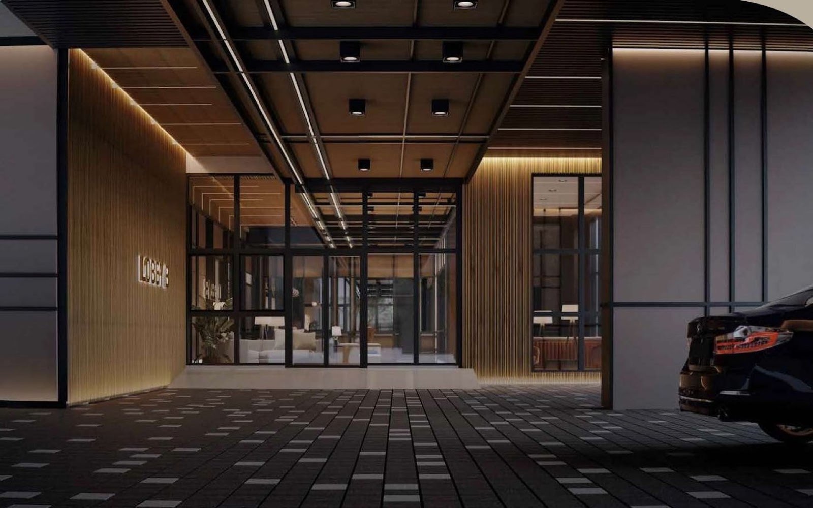 Levia Residence drop-off and lobby entrance: artist's impression