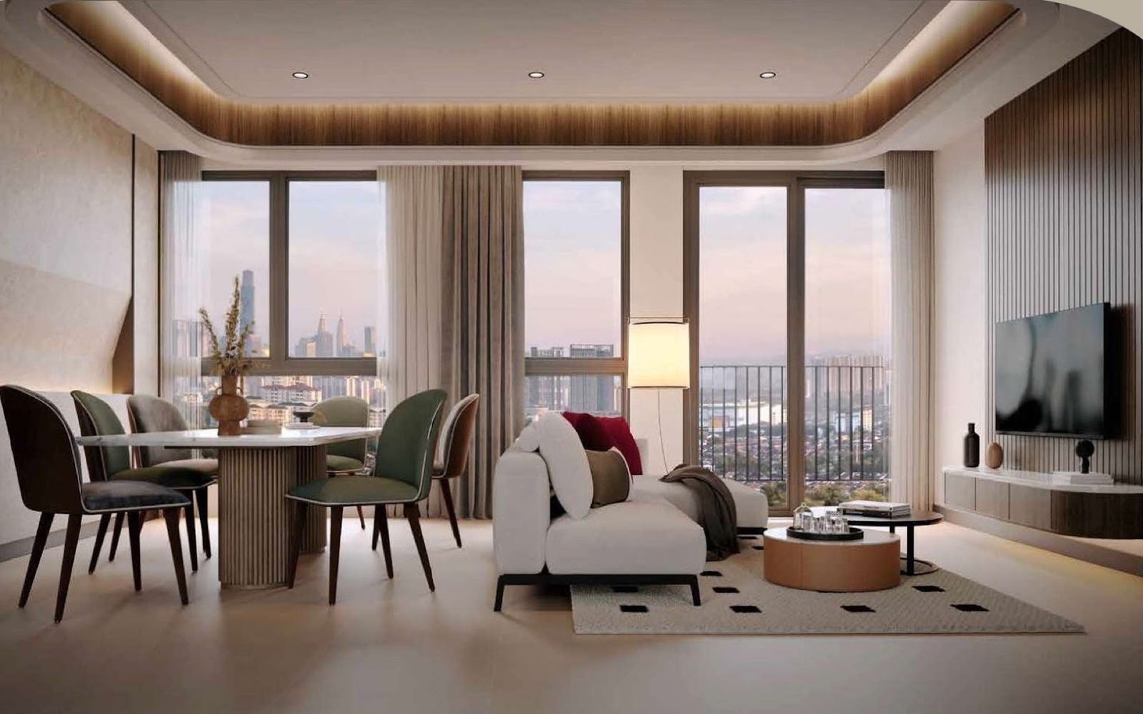 Levia Residence living and dining area: artist's impression