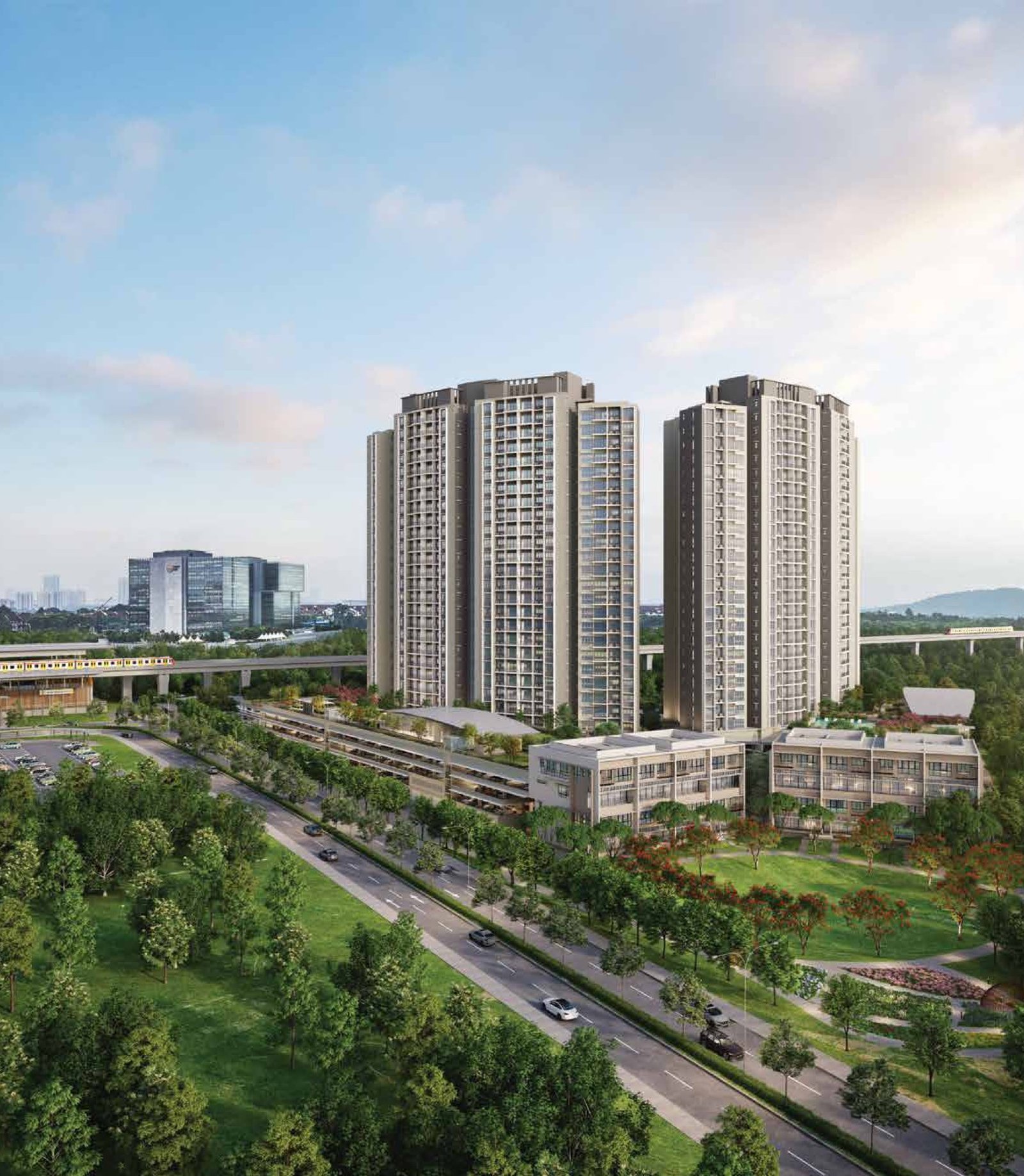 Linari towers beside the Kwasa Damansara MRT line: artist's impression