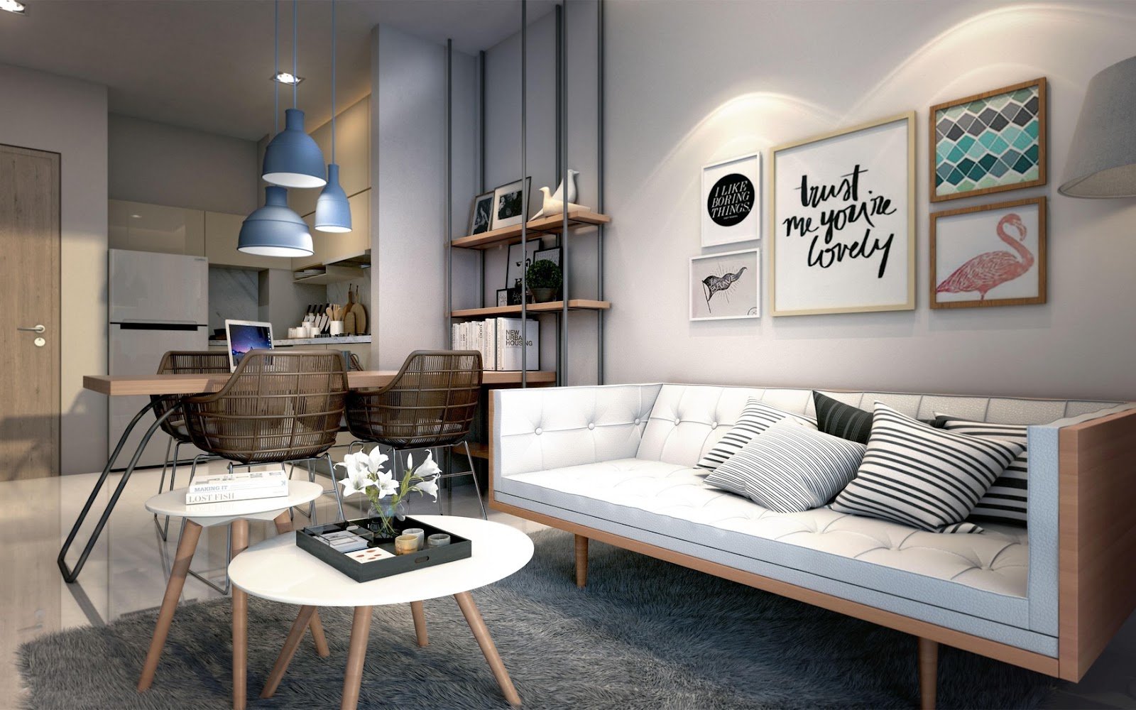 Lucentia Residences living room: artist's impression