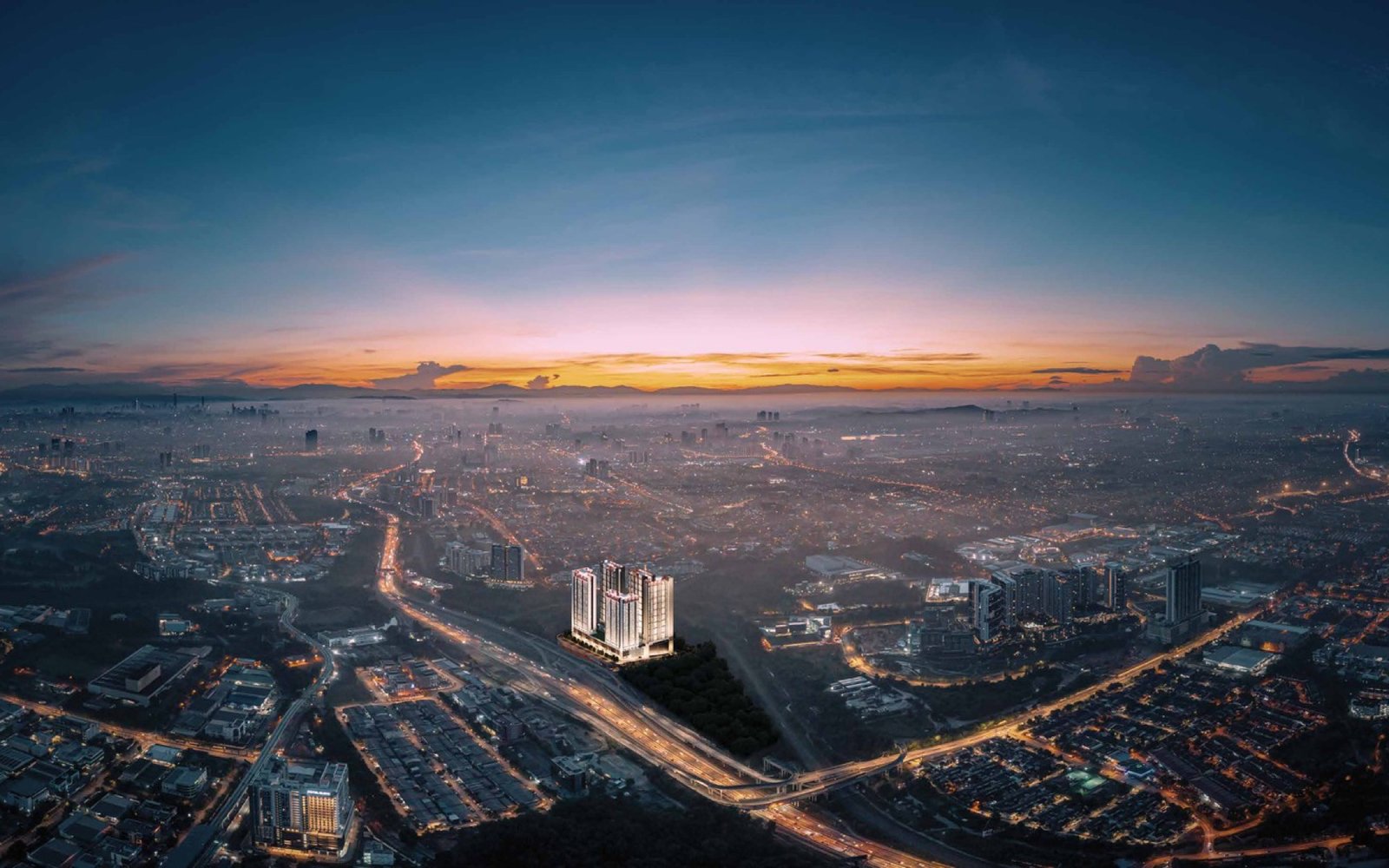 Luminar Residence and Subang Jaya at dusk: artist's impression
