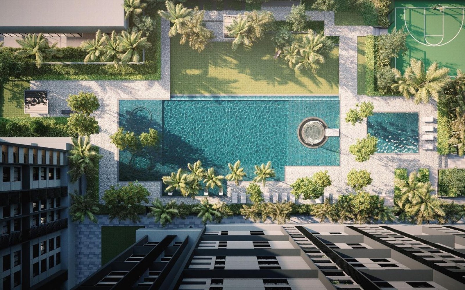Luminar Residence facility deck from above: artist's impression