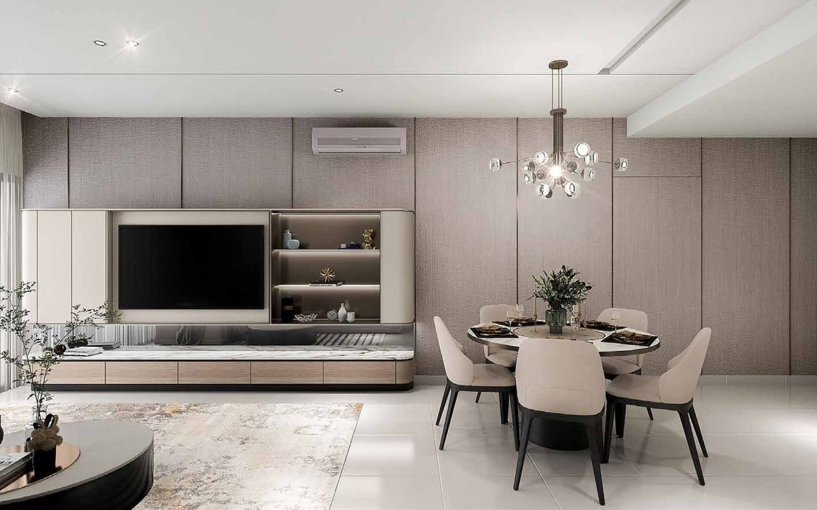 Luminar Residence living and dining area: artist's impression
