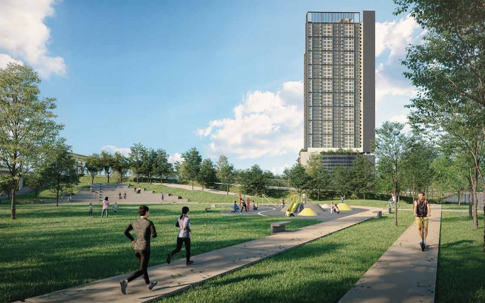 Federal Avenue park jogging track with Luminar Residence: artist's impression