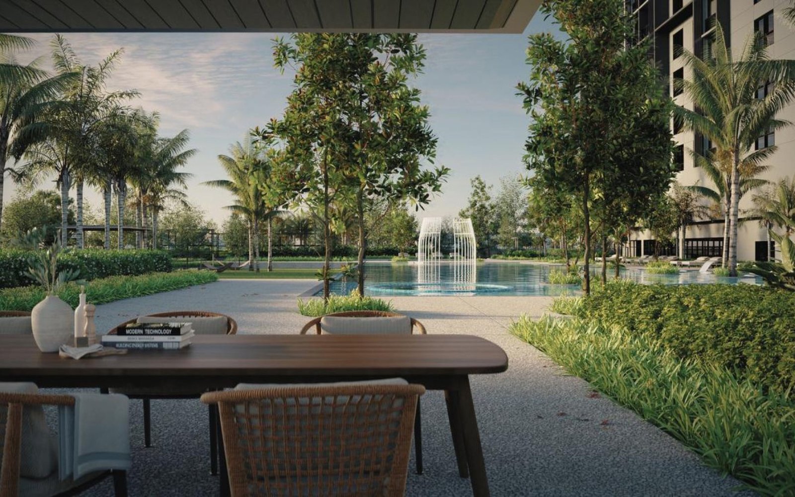 Luminar Residence poolside garden seating: artist's impression