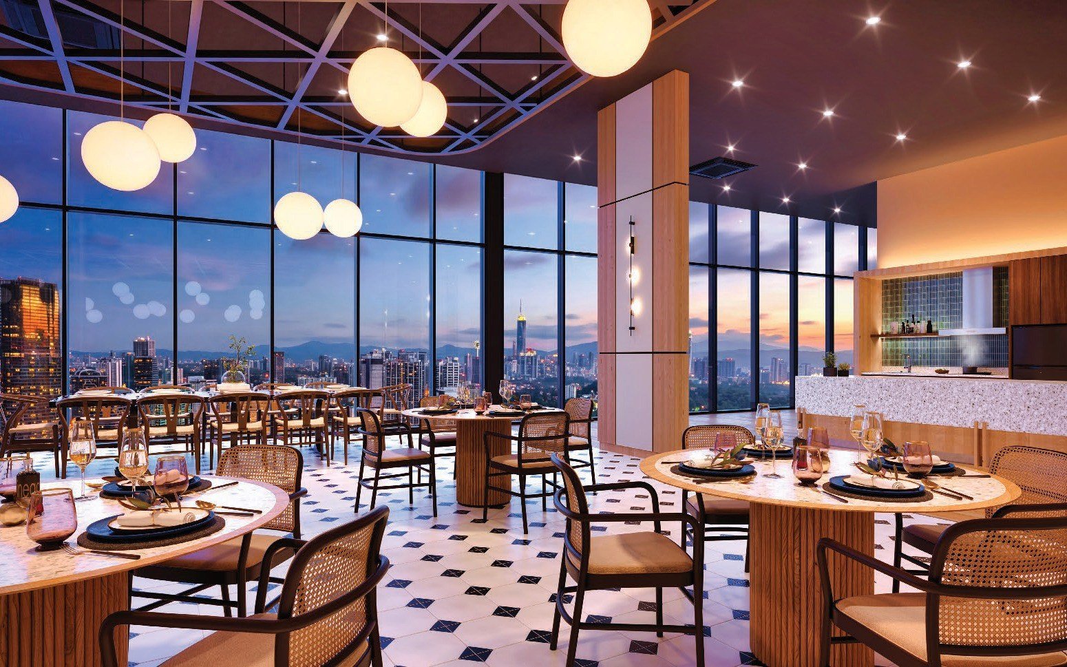 Lunar Seputeh gourmet lounge with city view: artist's impression