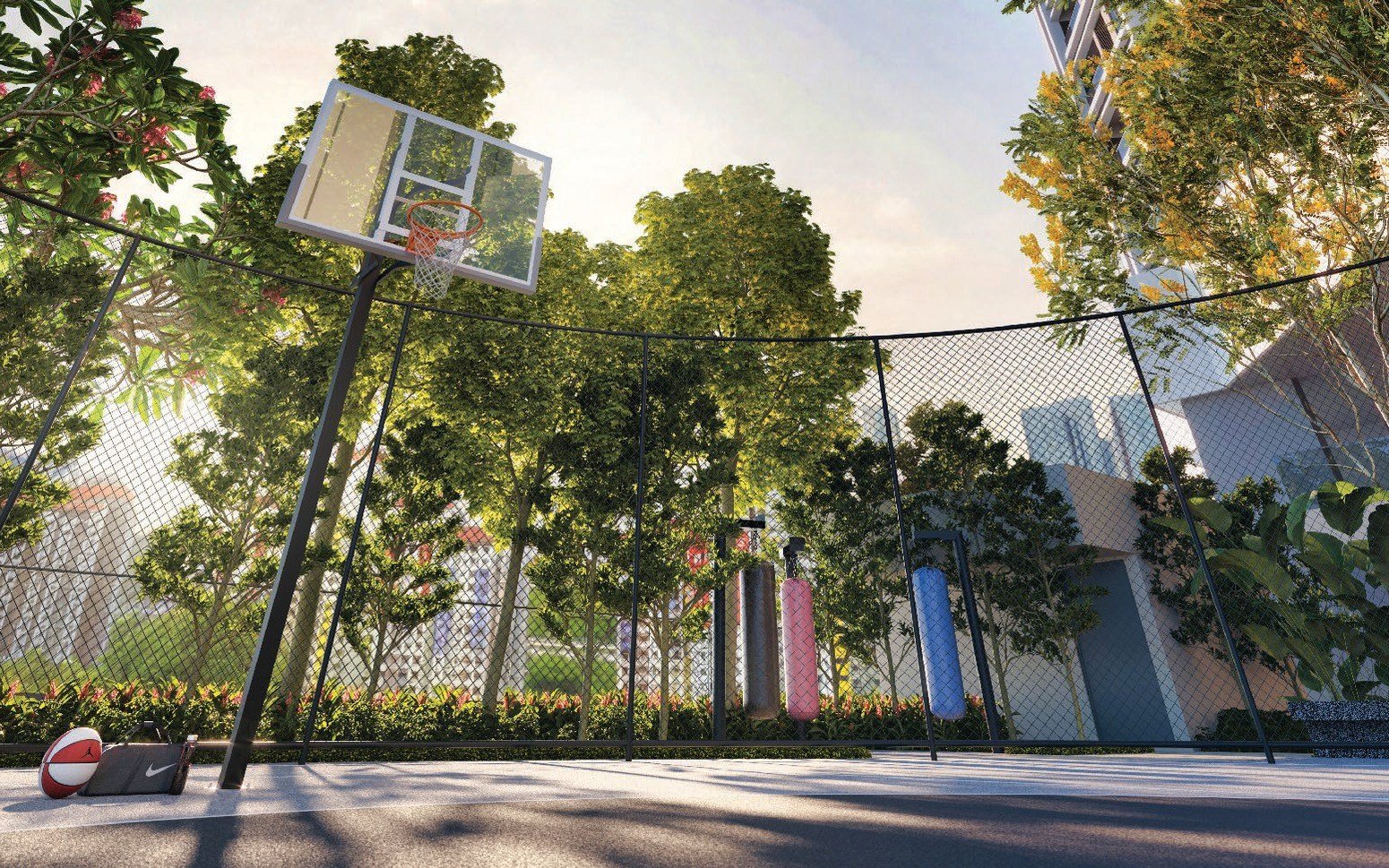 Lunar Seputeh half-basketball court and boxing corner: artist's impression