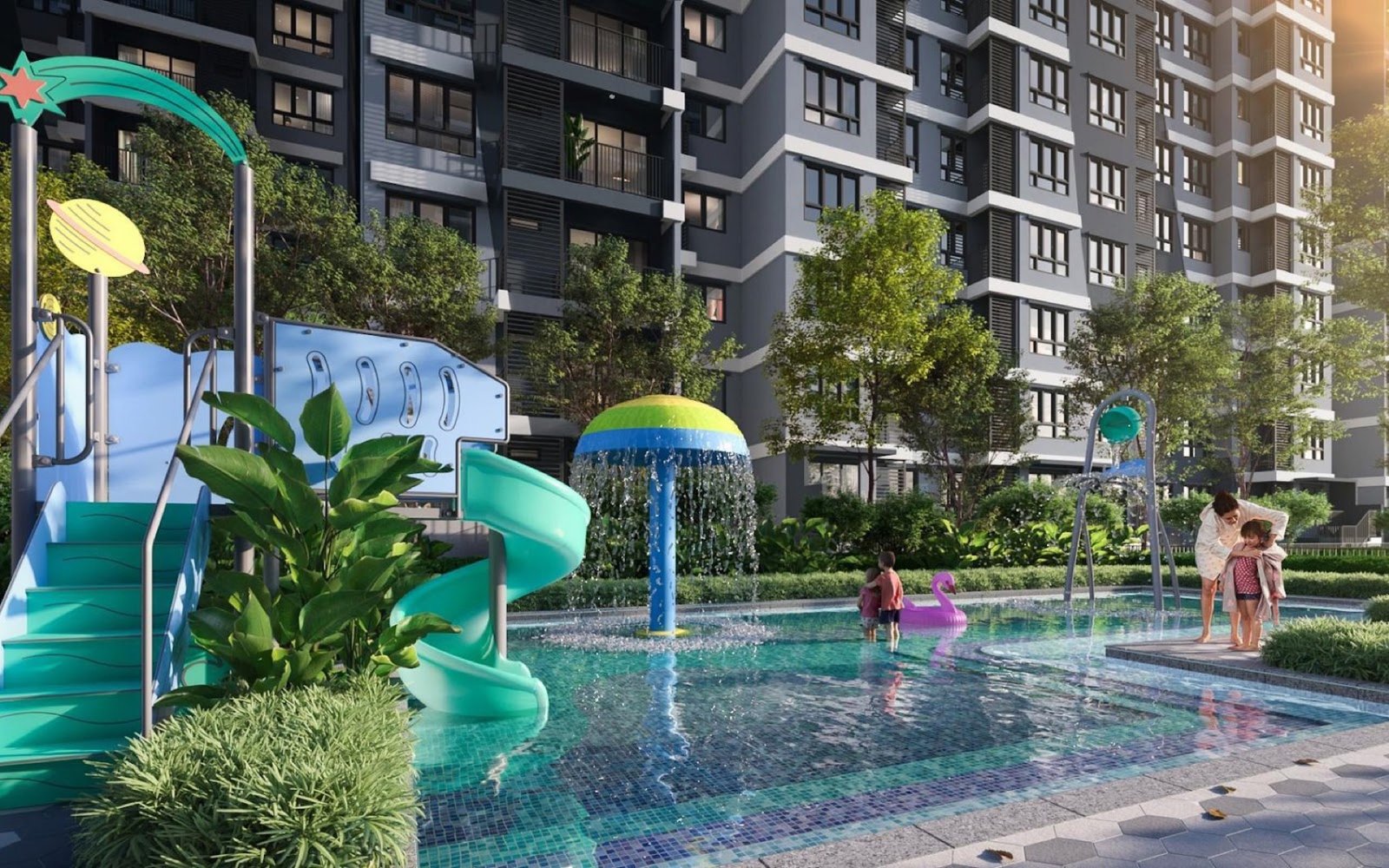 M Aurora kids' pool with slide: artist's impression