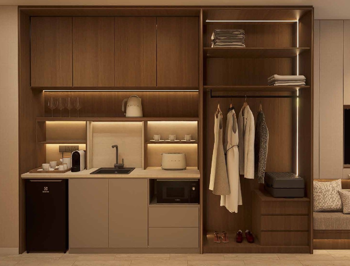 MABA Suitez pantry and wardrobe wall: artist's impression
