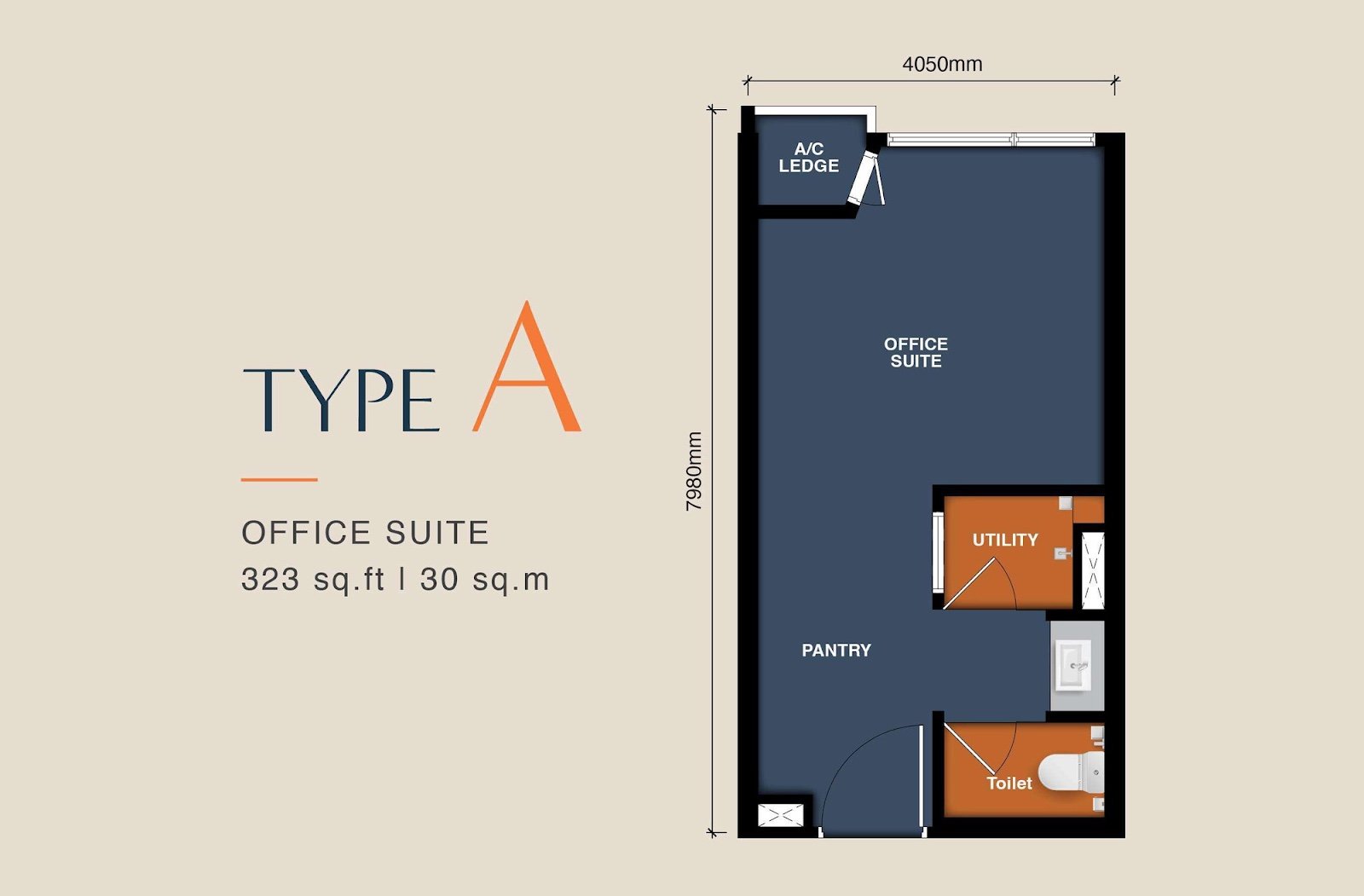 MABA Suitez Type A floor plan, 323 sq ft