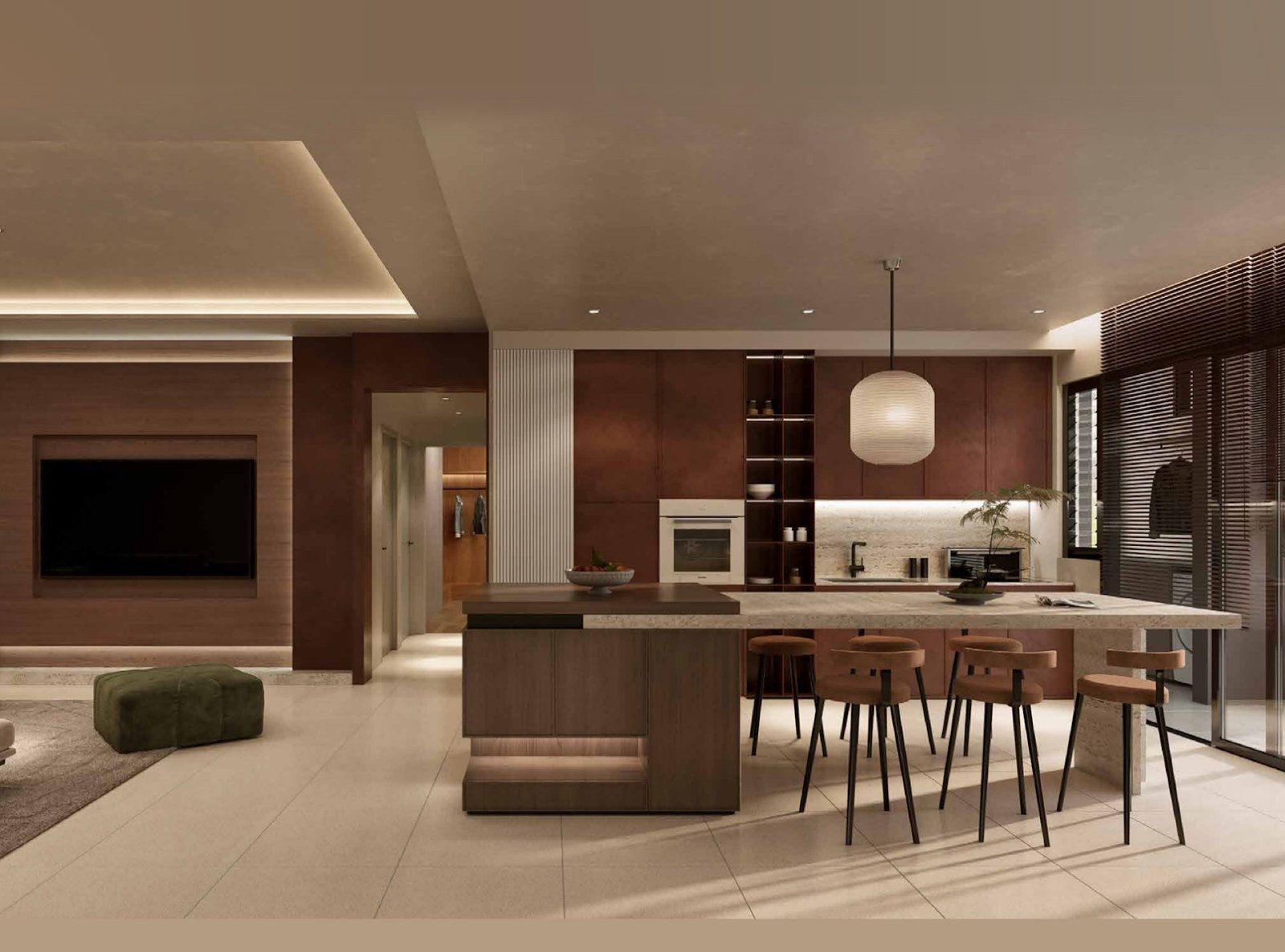 Myra Senja living and dining area: artist's impression