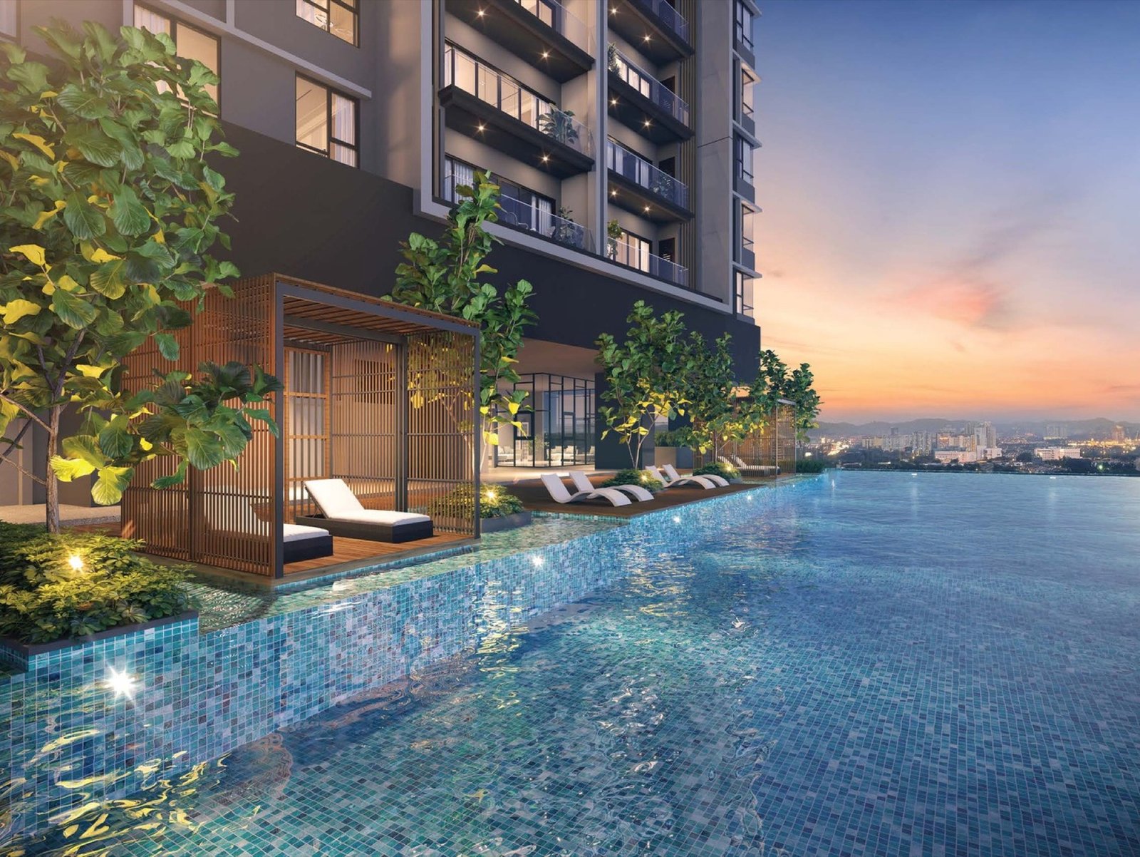 Oaka Residences infinity pool at dusk: artist's impression