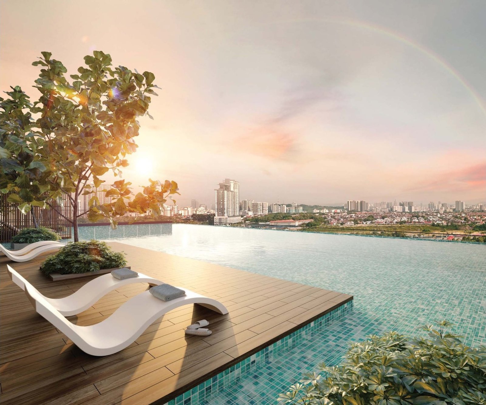 Oaka Residences pool deck and loungers: artist's impression