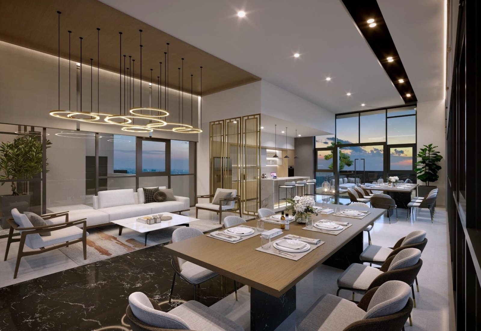 Oaka Residences residence lounge and dining area: artist's impression