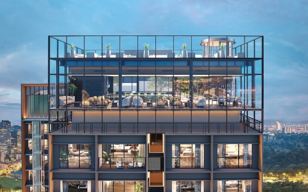 Parkside Residences rooftop levels with sky lounge and terrace: artist's impression