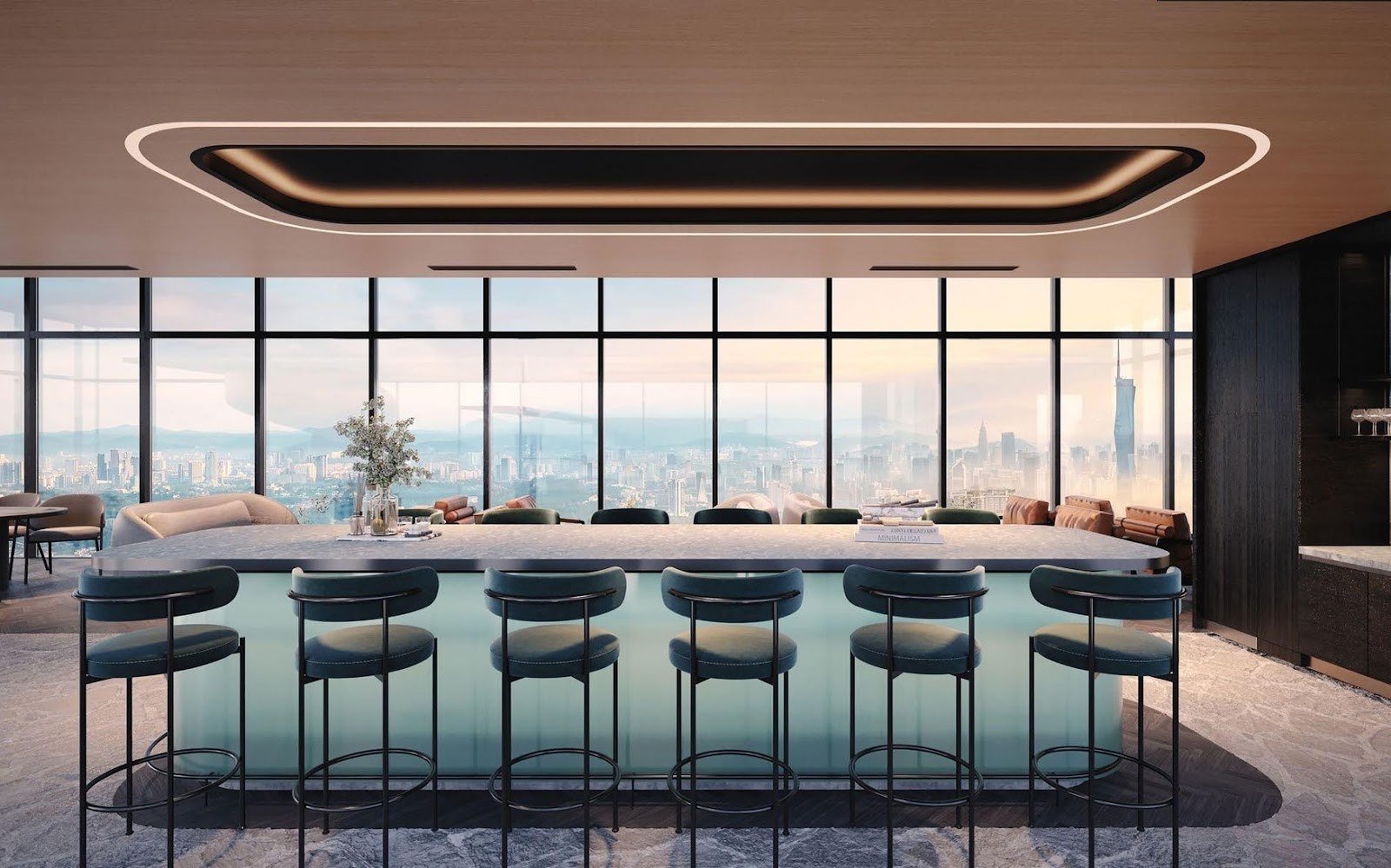Parkside Residences sky lounge bar counter with city view: artist's impression