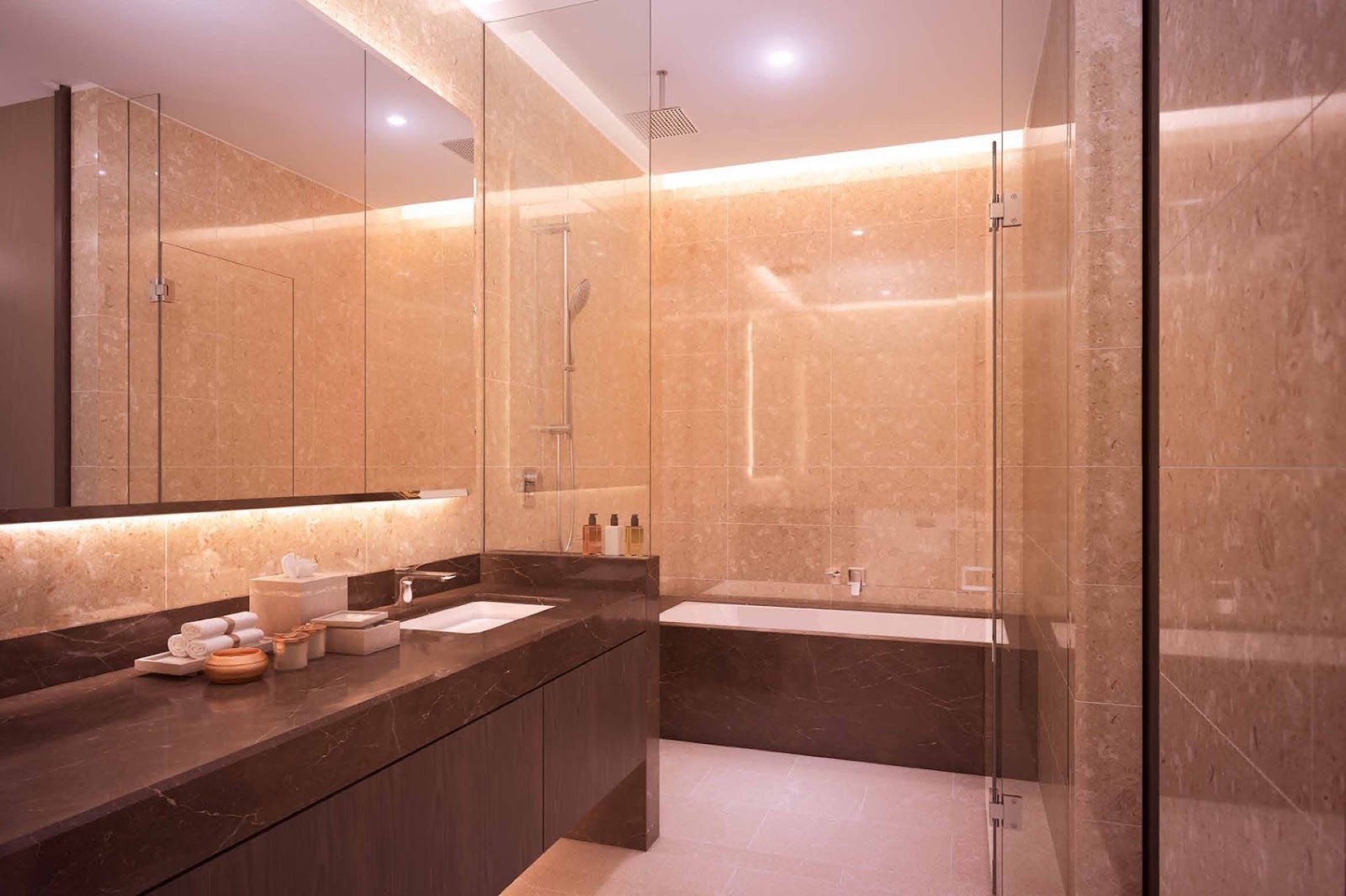 Pavilion Damansara Heights bathroom with bathtub and rain shower: artist's impression