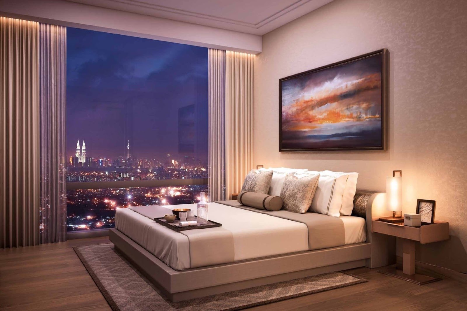 Pavilion Damansara Heights bedroom with city skyline view: artist's impression