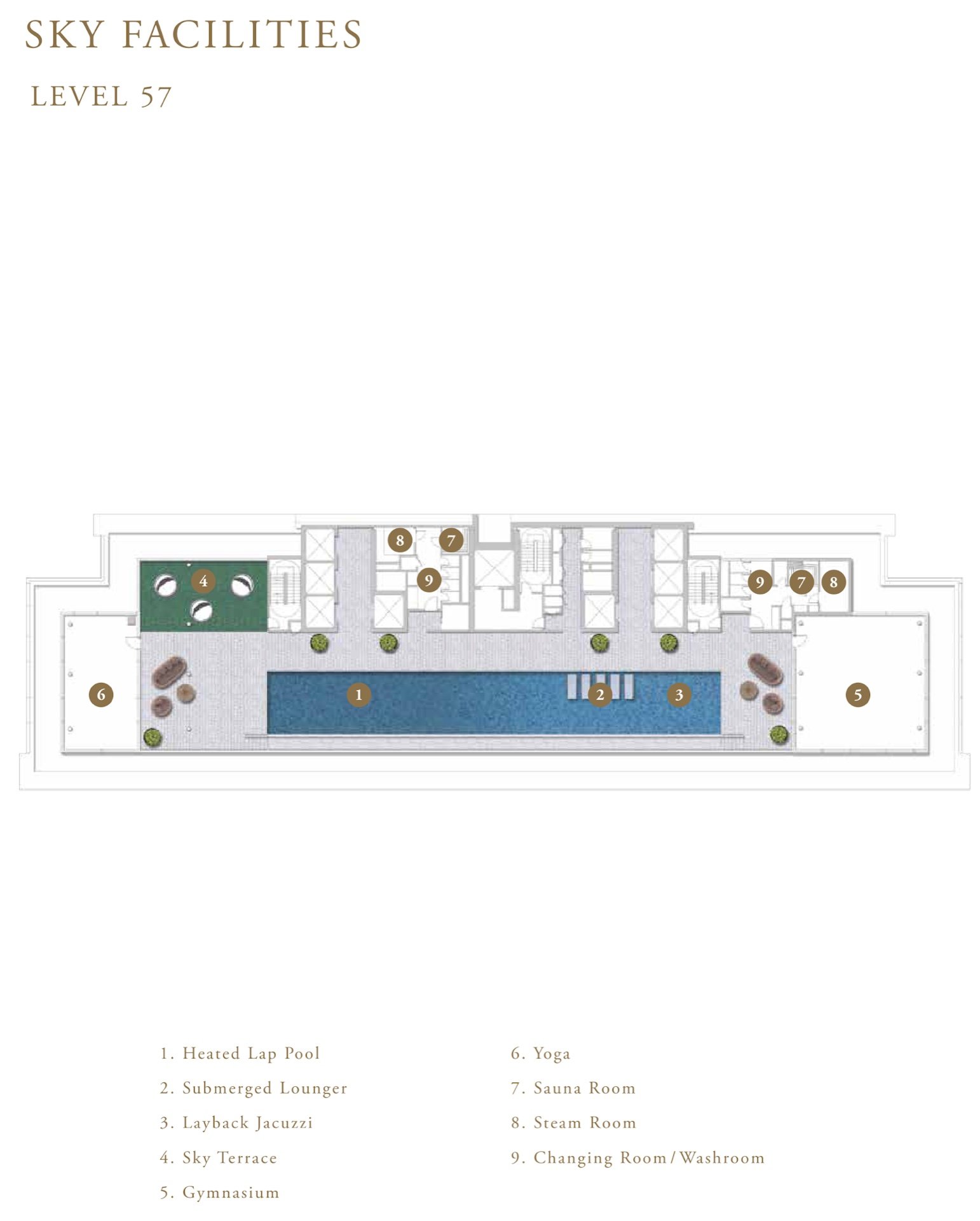 Pavilion Damansara Heights Regent Suites sky facilities plan, Level 57