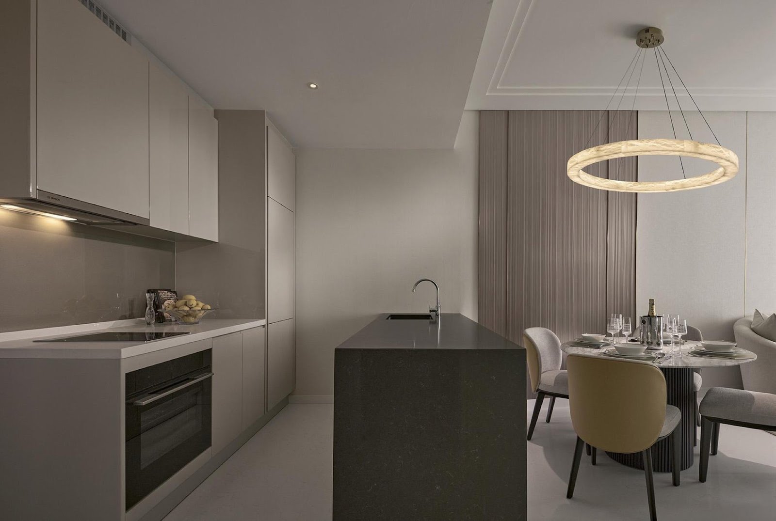 Pavilion Damansara Heights Royal Suites kitchen and dining area: artist's impression