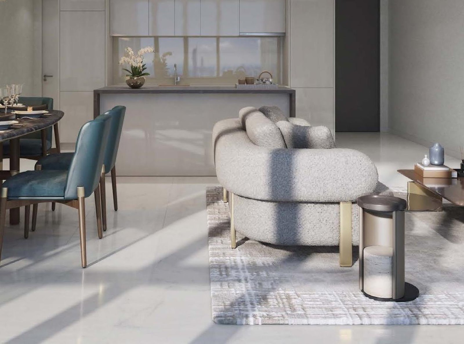 Pavilion Damansara Heights Royal Suites living and dining area with kitchen: artist's impression