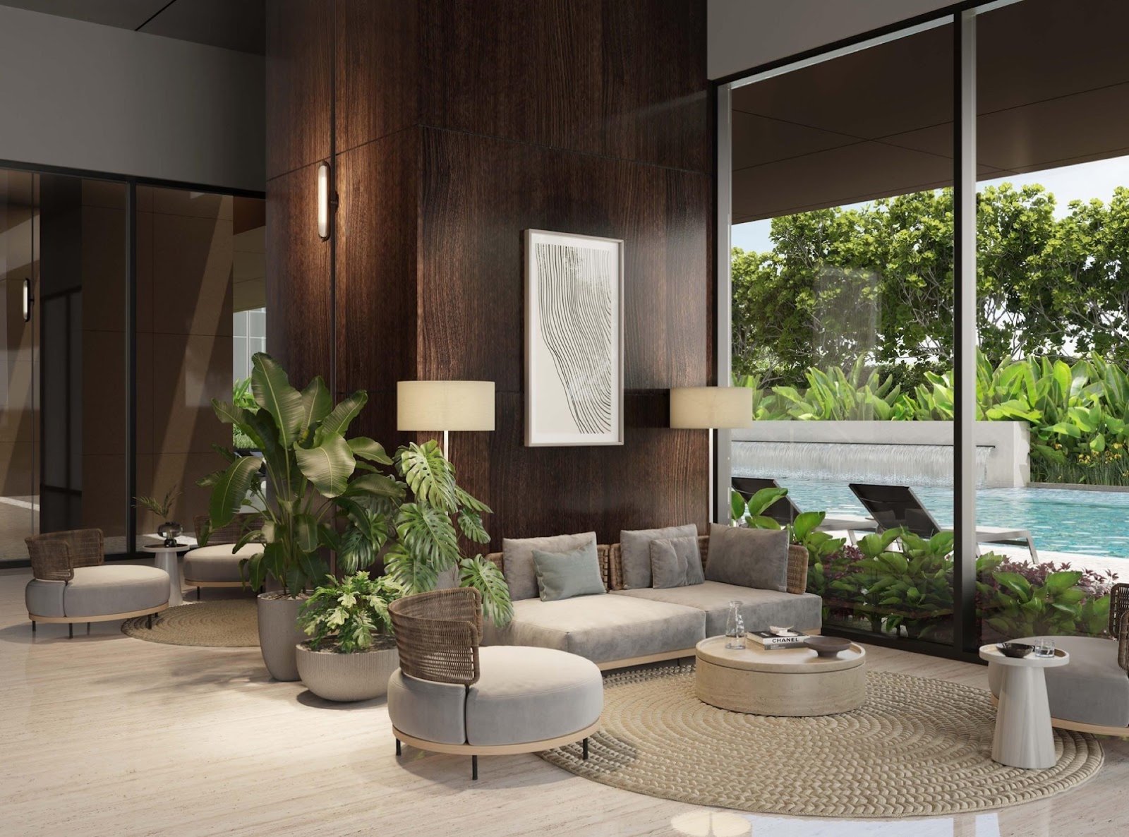 Pavilion Damansara Heights Royal Suites lounge beside the pool: artist's impression