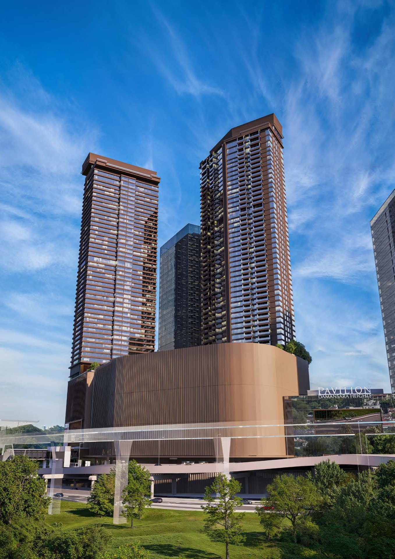 Pavilion Damansara Heights Phase 2 residential towers above the podium (Royal Suites is one of the two): artist's impression