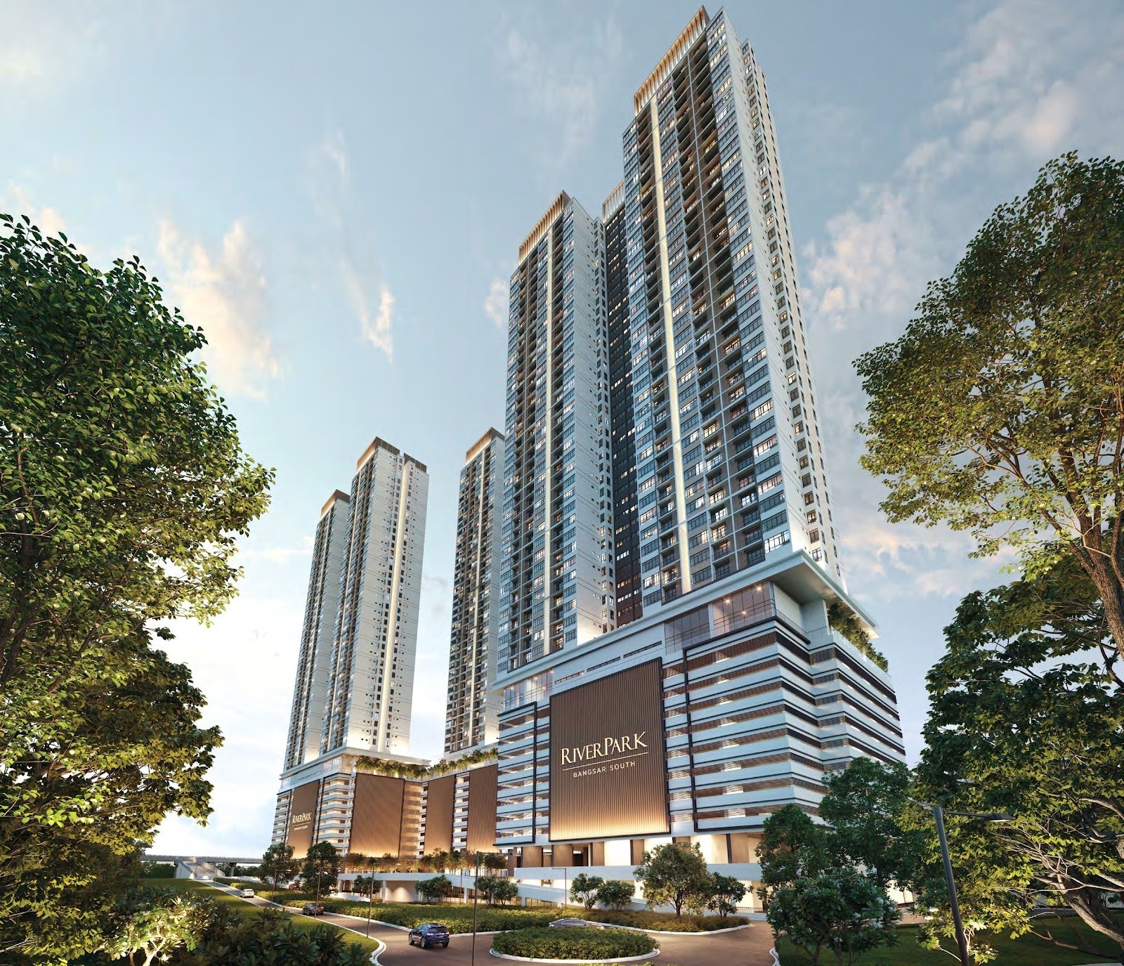 River Park Bangsar South towers at dusk: artist's impression