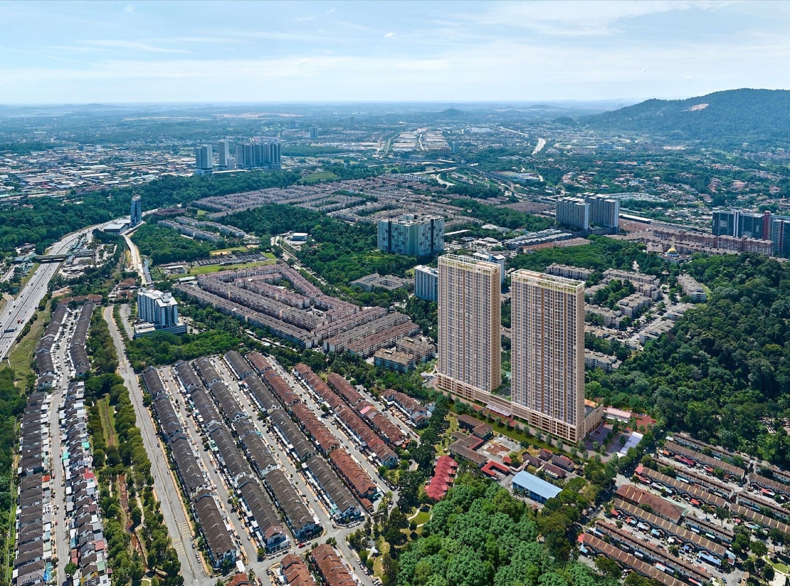 Senna Heights aerial view over Damansara Damai: artist's impression