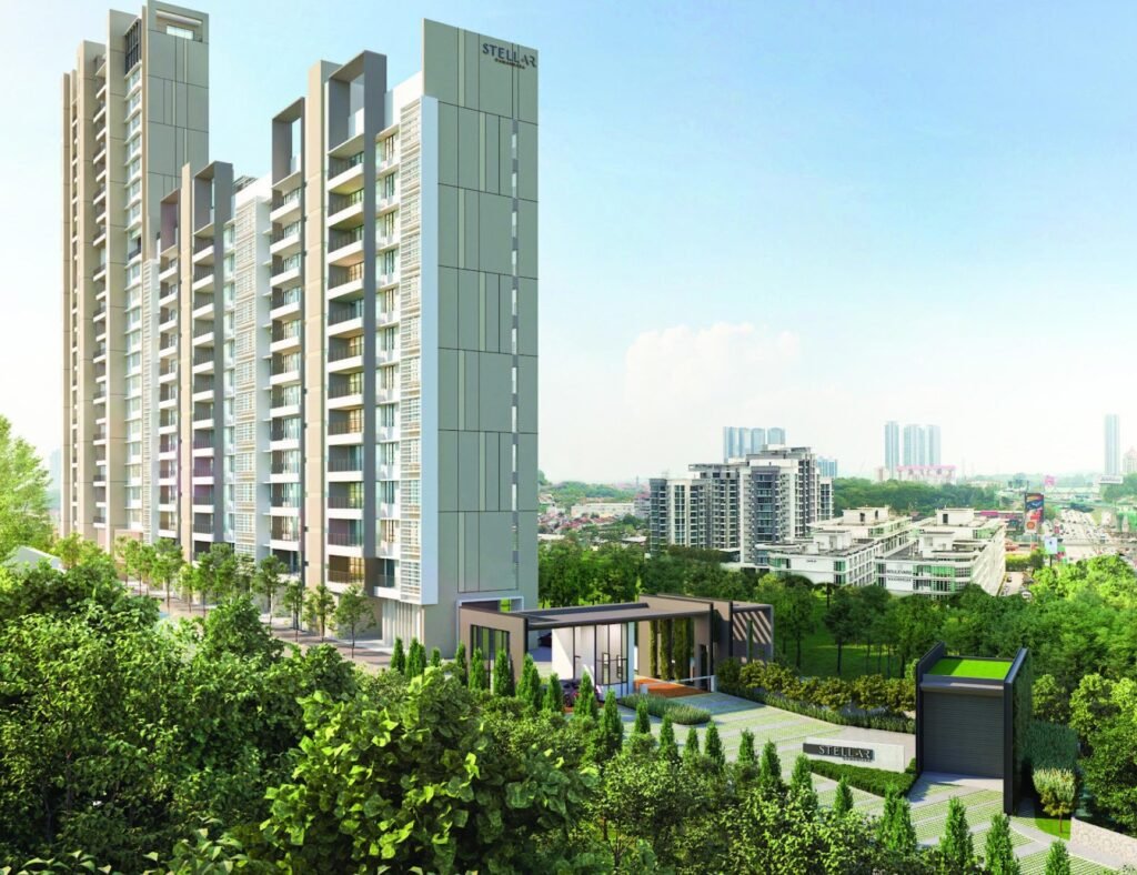 Stellar Damansara towers and landscaped entrance: artist's impression