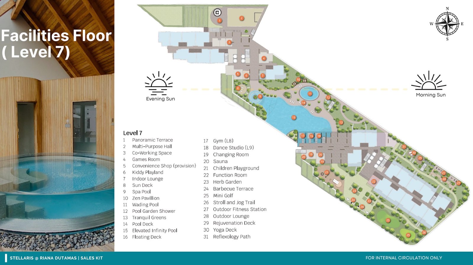 Stellaris @ Riana Dutamas Level 7 facilities floor plan with the list of 31 facilities
