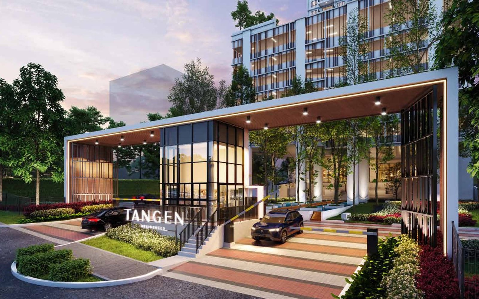 Tangen Residences entrance and drop-off: artist's impression
