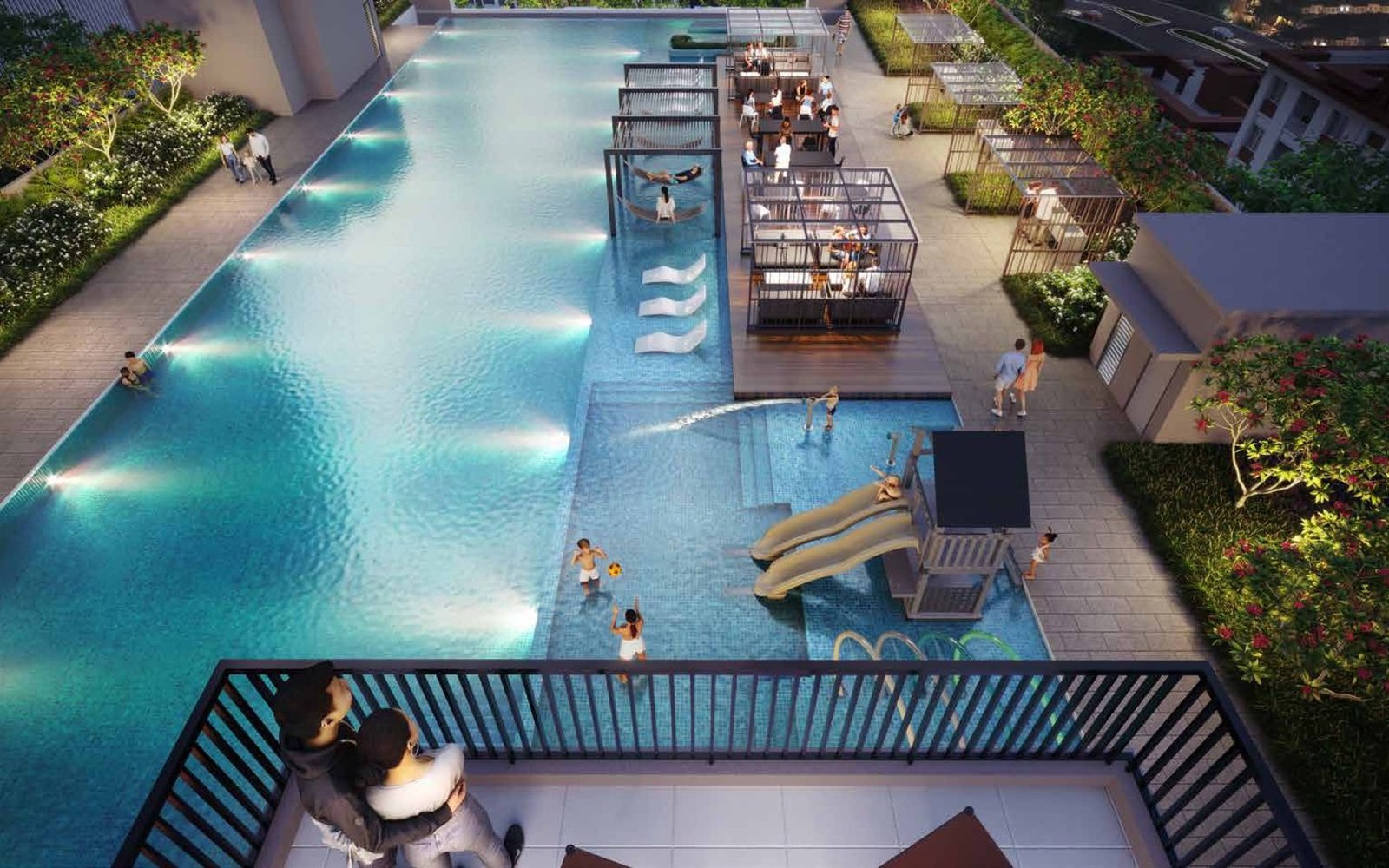Tangen Residences infinity lap pool and kids' play pool: artist's impression