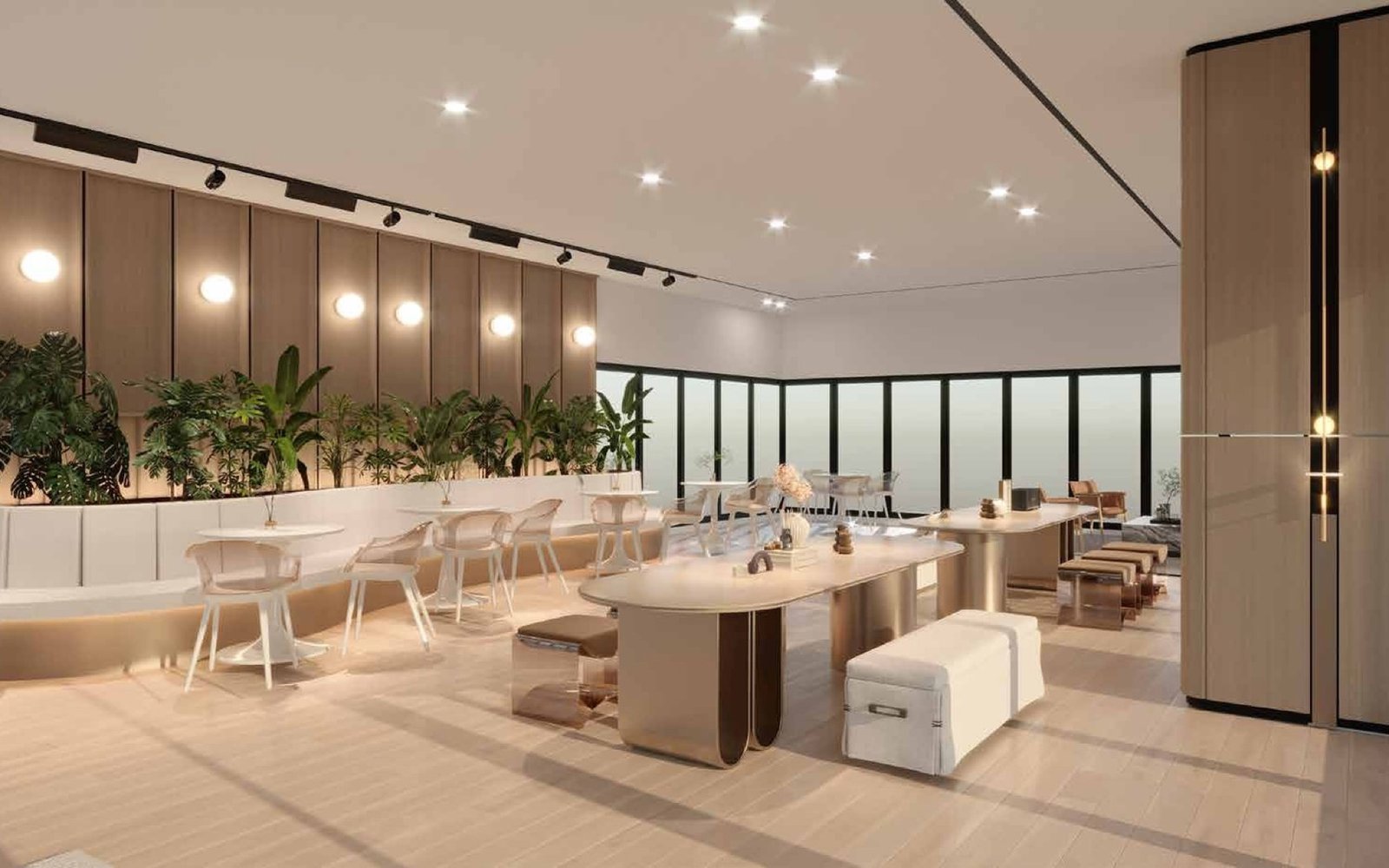 Tangen Residences lounge with seating and planters: artist's impression