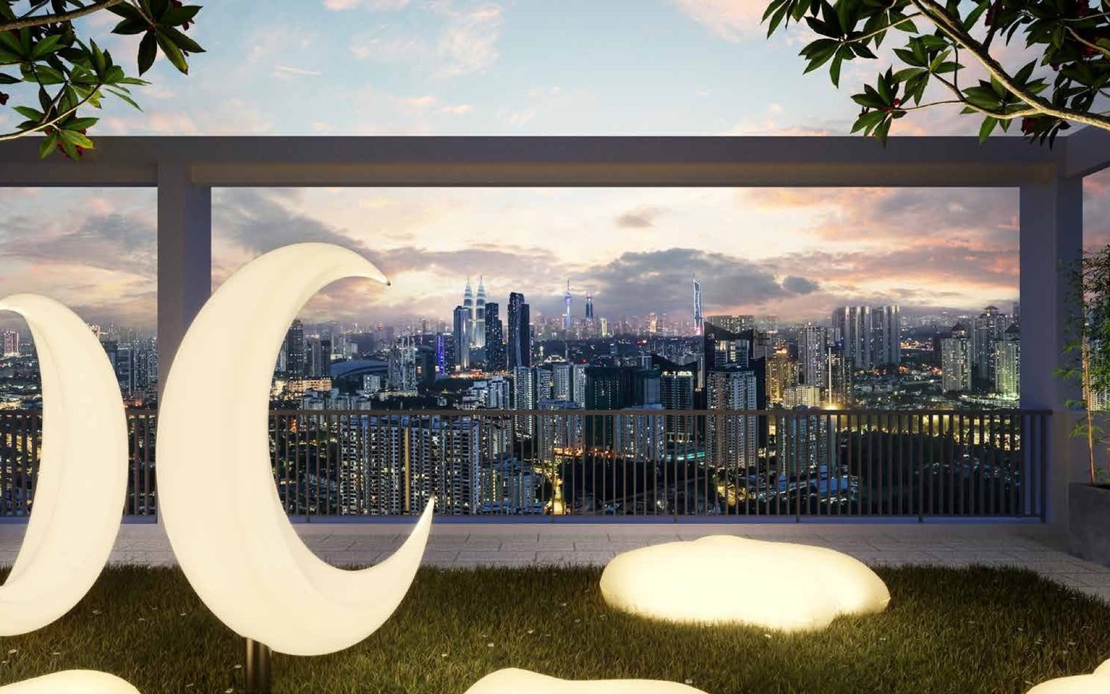Tangen Residences Luminous Moonlight Terrace on the rooftop: artist's impression