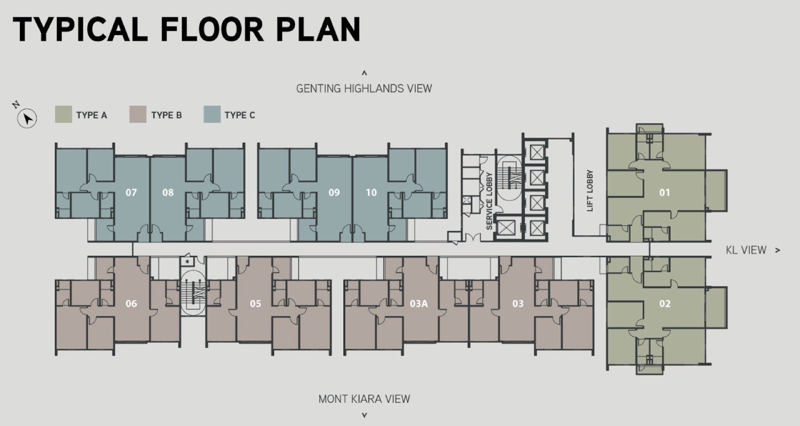 Tangen Residences typical floor plan with unit numbers