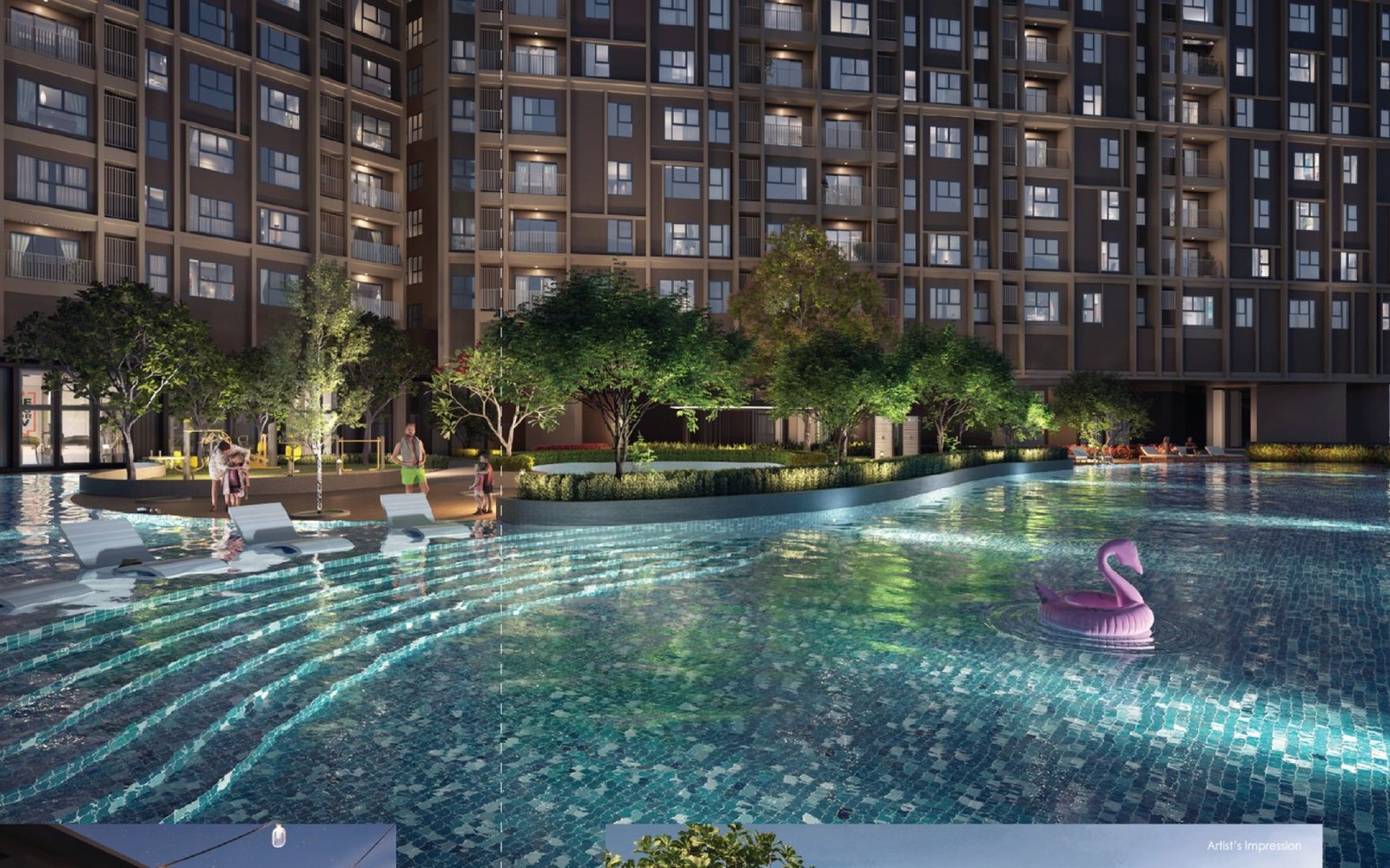 The Aldenz Oasis pool at night: artist's impression