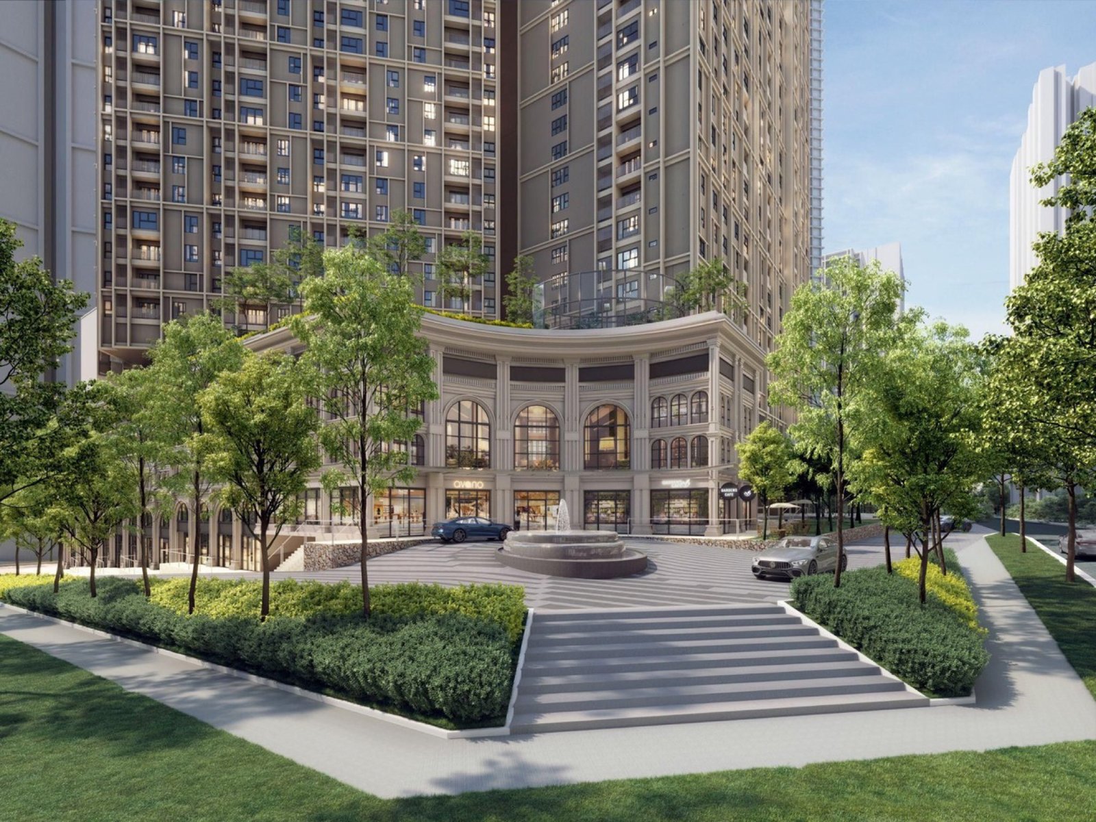 The Aldenz landscaped arrival plaza: artist's impression