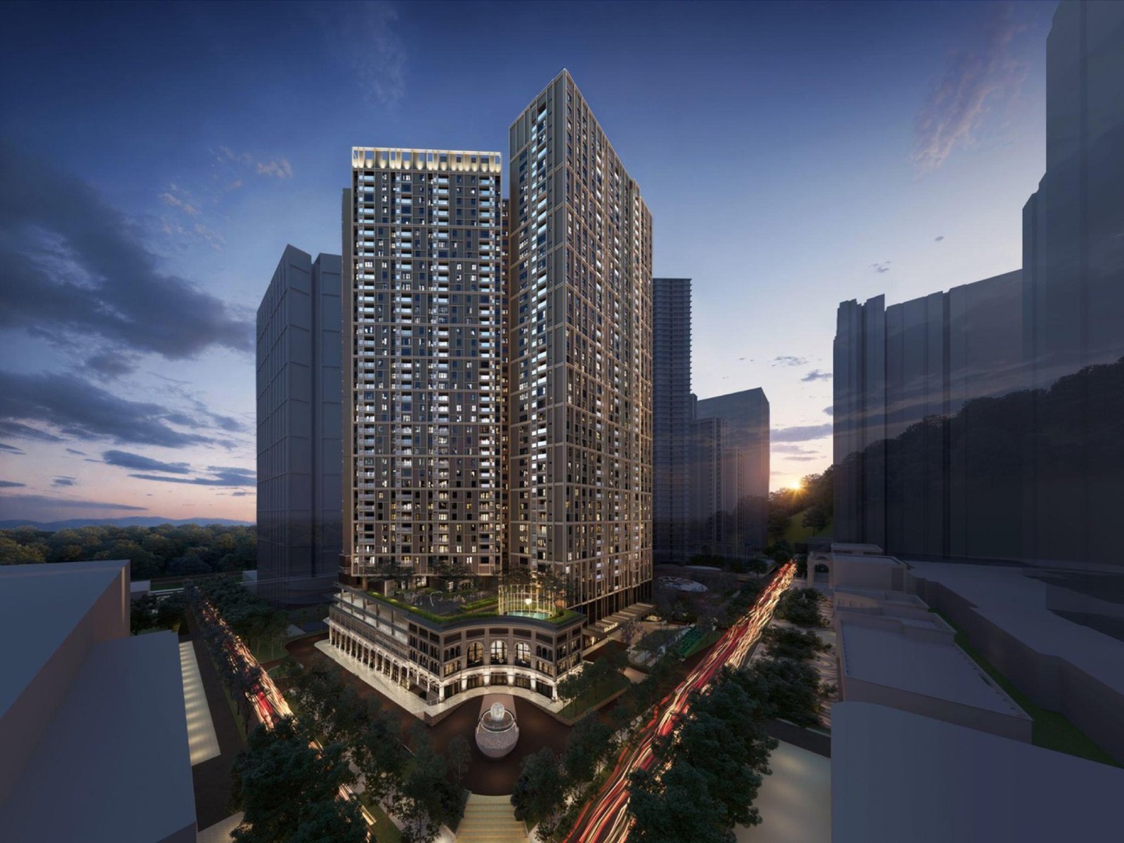 The Aldenz tower at dusk: artist's impression